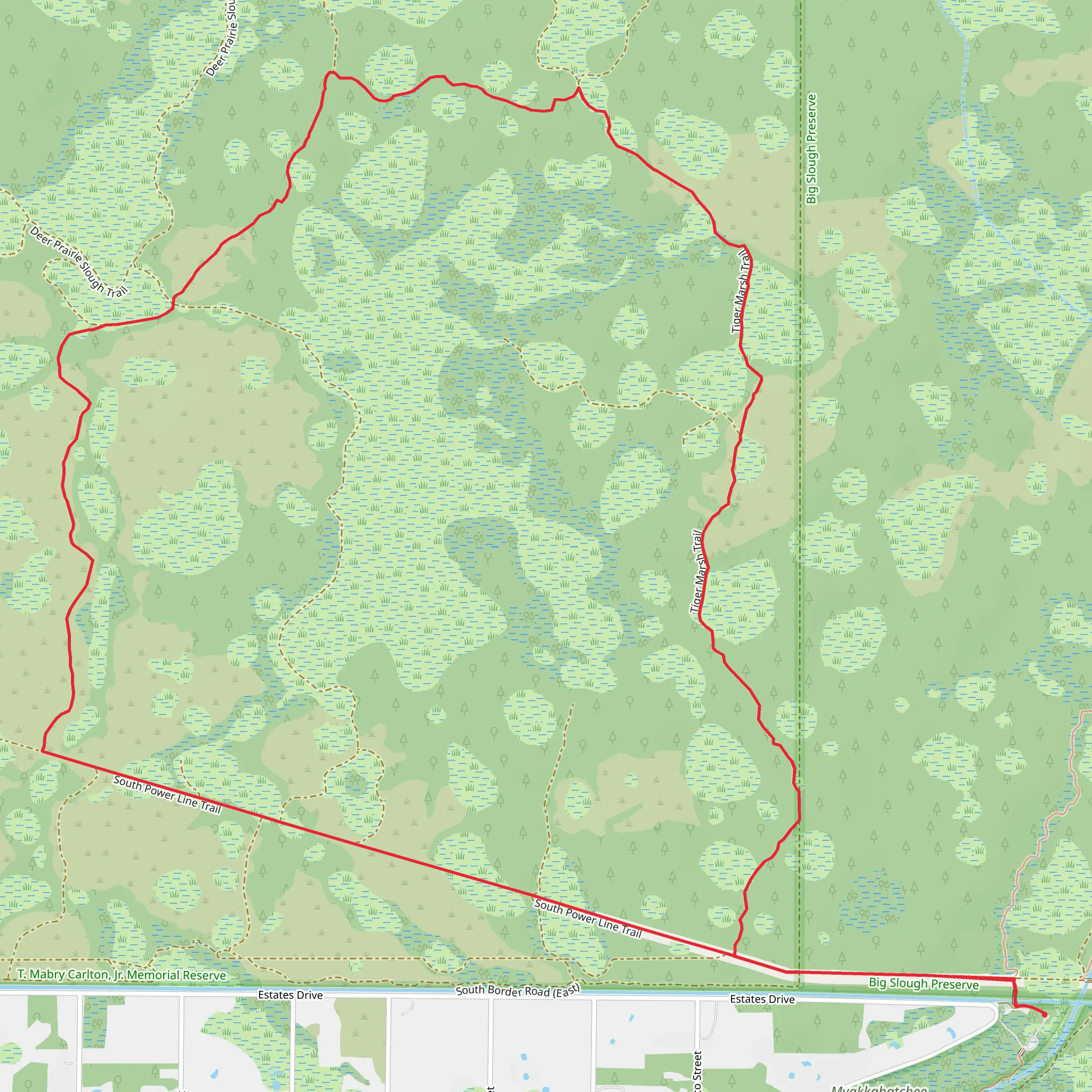 South Power Line and Tiger Marsh Loop Trail mobile static map