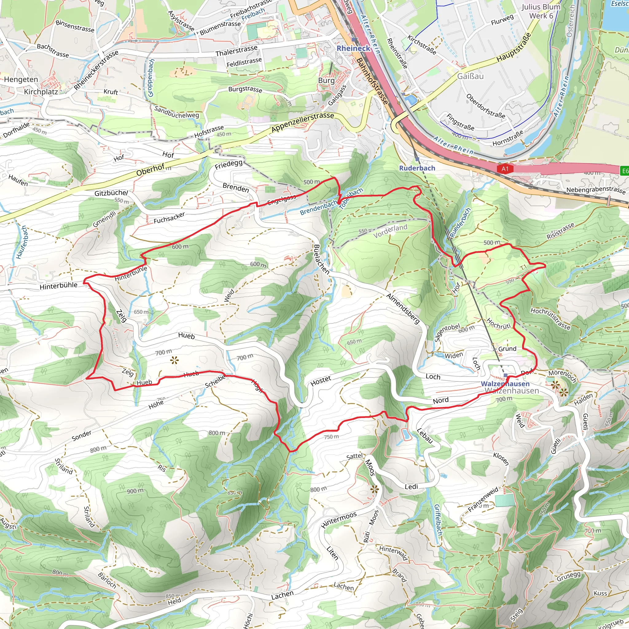 Walzenhausen - Bufflershof - Hinterbühle mobile static map