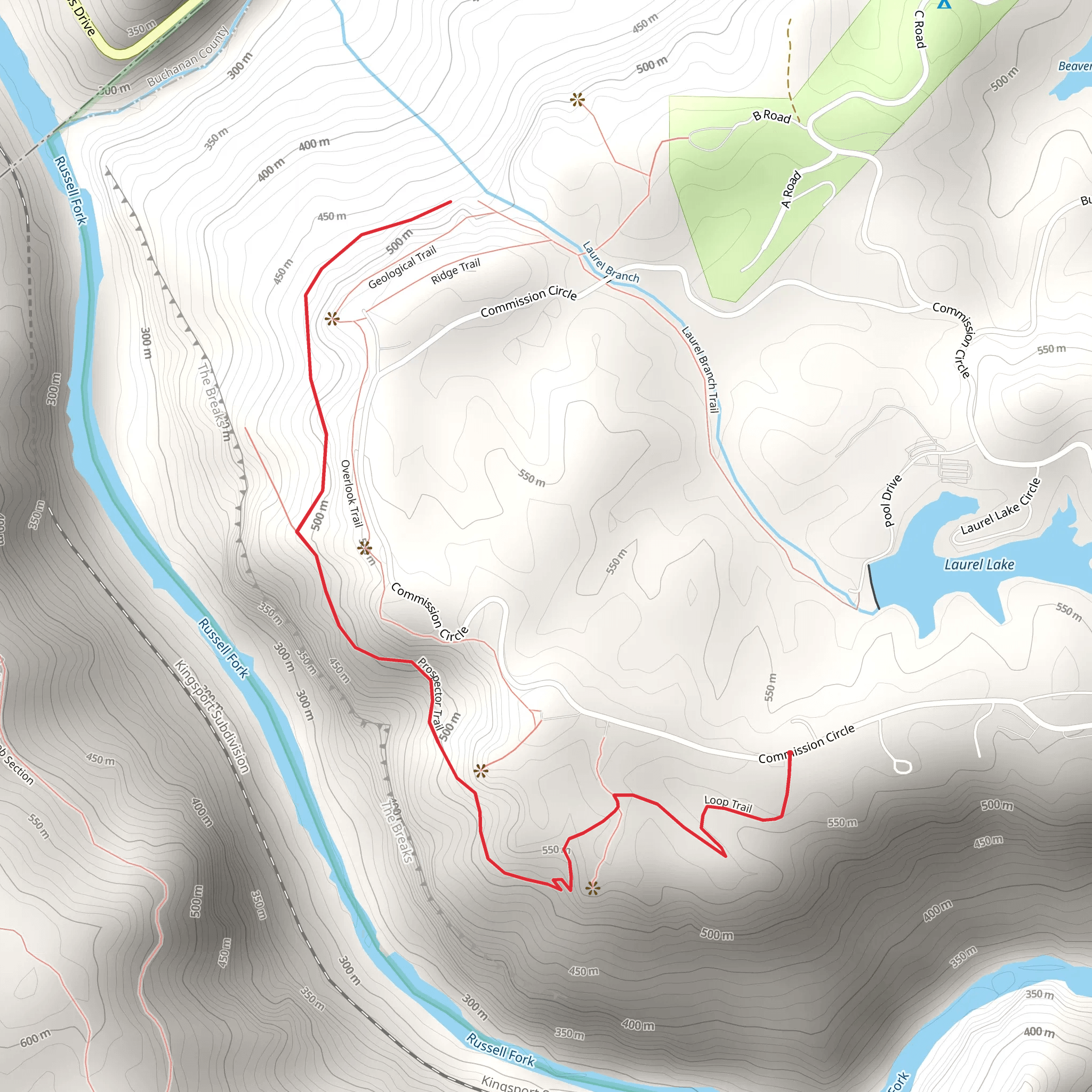 Laurel Branch via Prospector Trail mobile static map