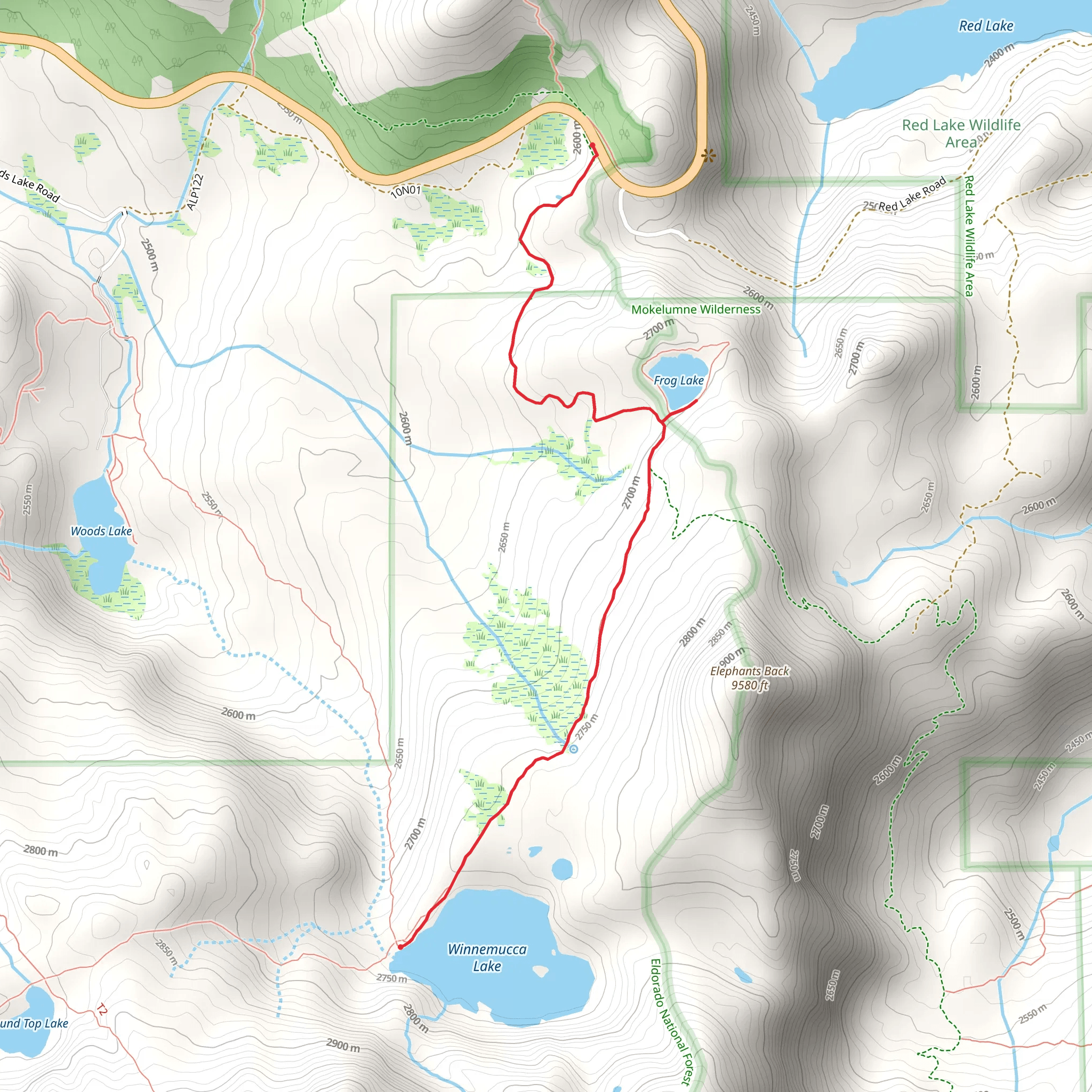 Carson Pass, Frog Lake and Winnemucca Lake mobile static map