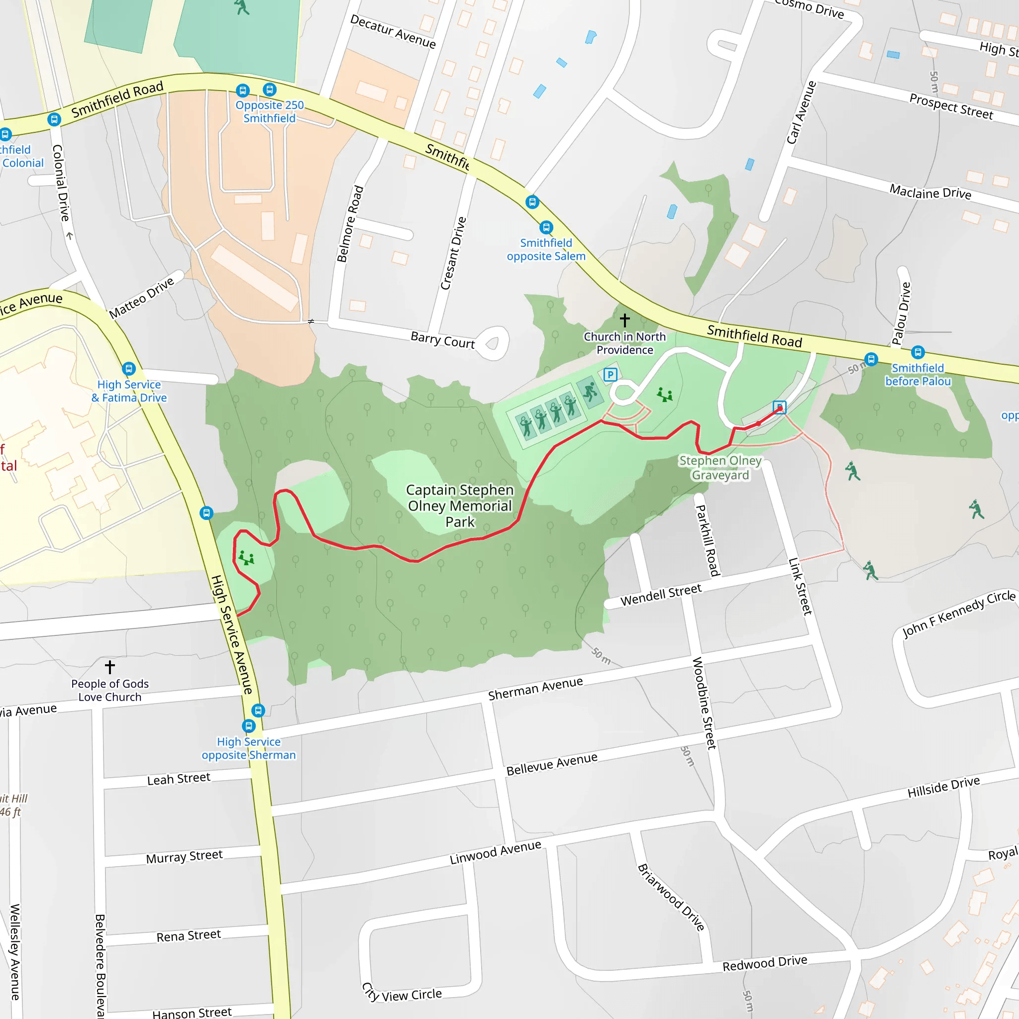 Captain Stephen Olney Memorial Park mobile static map