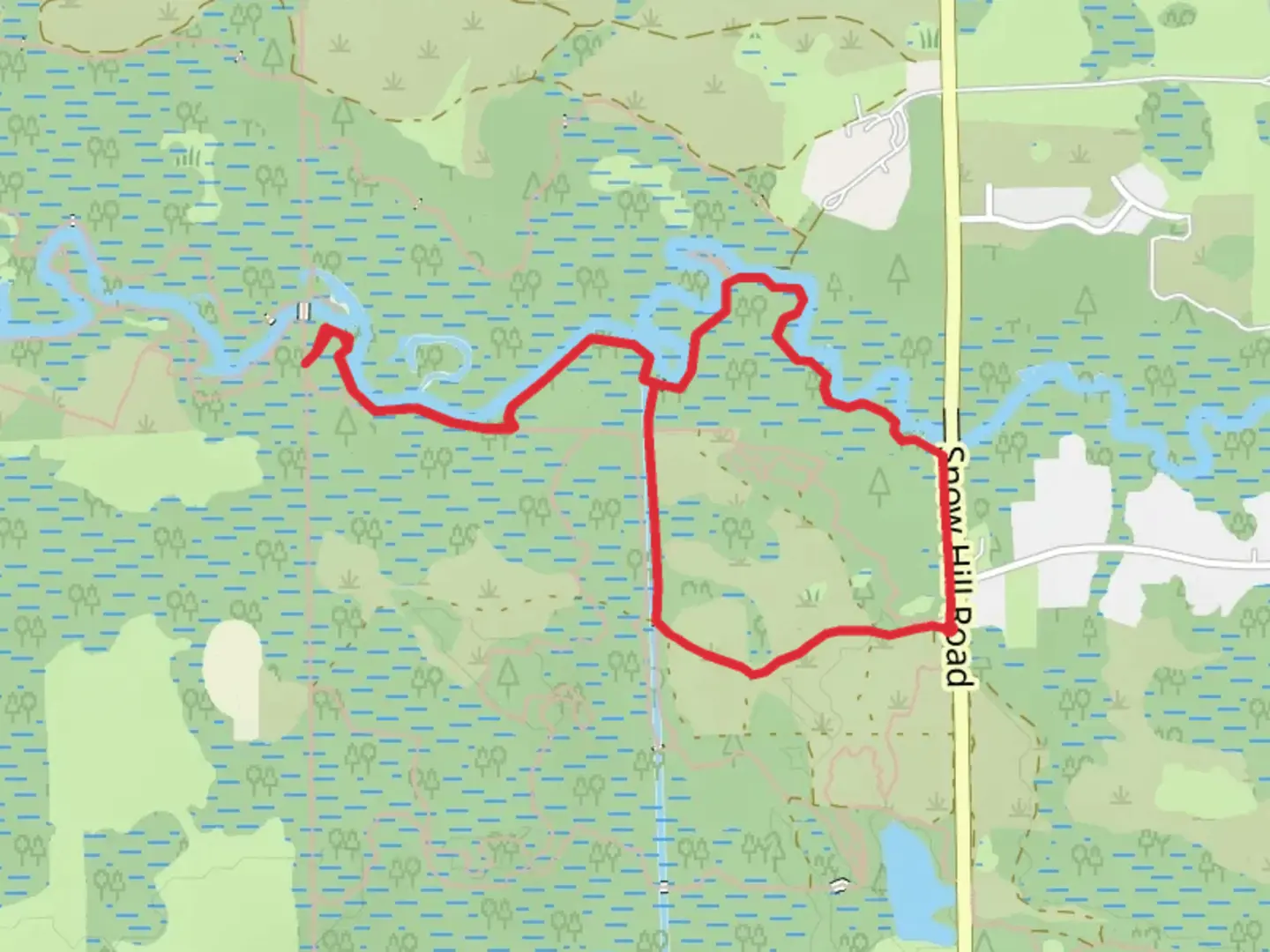 An image depicting the trail Loop around Econlockhatchee River and its surrounding area.