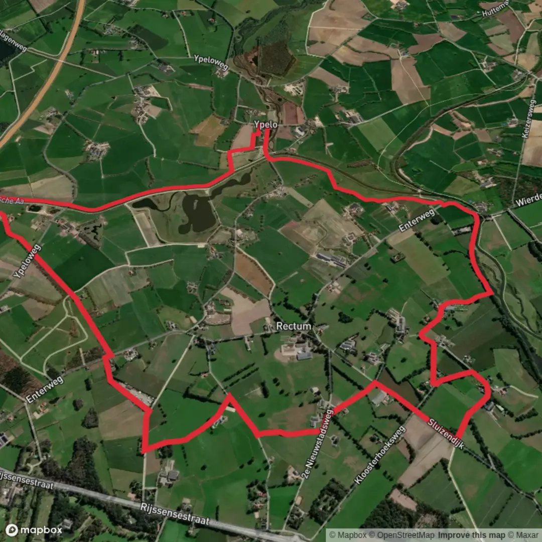 An image depicting the trail Exosche Aa via Kippershoek Weg and Wisselmaat Rode Route Loop and its surrounding area.