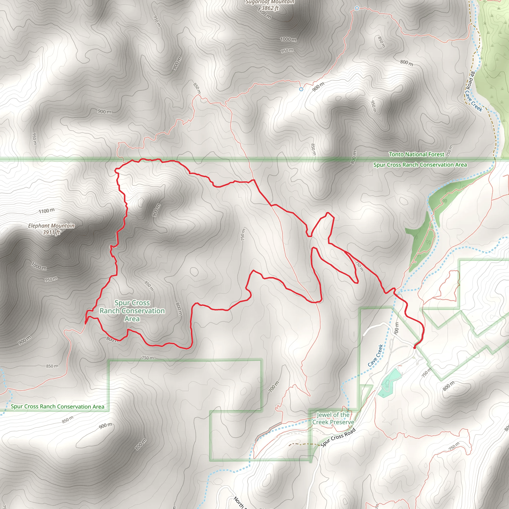 Tortuga Trail, Elephant Mountain Trail and Maricopa Trail Loop mobile static map
