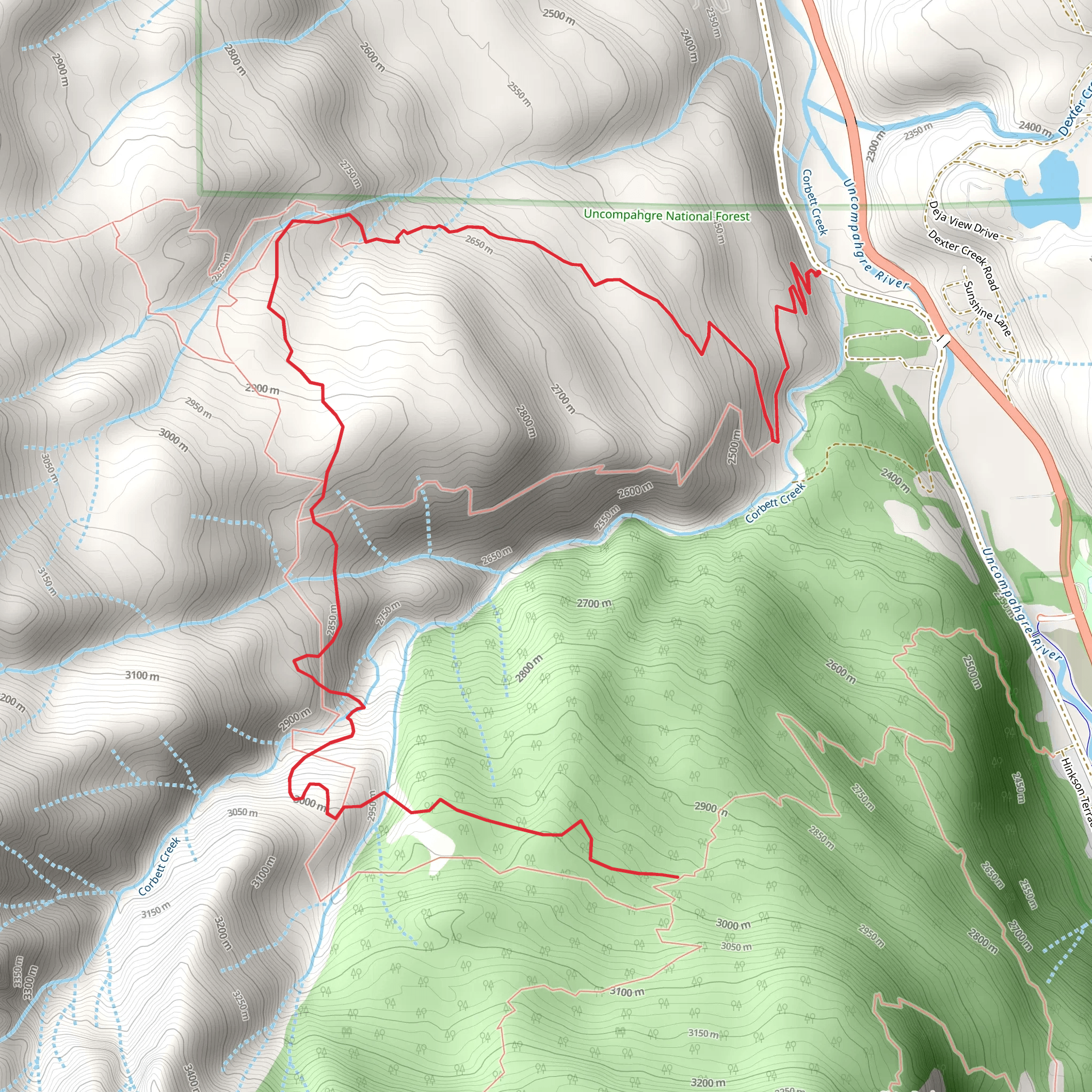 Corbett Canyon via Dallas Trail mobile static map