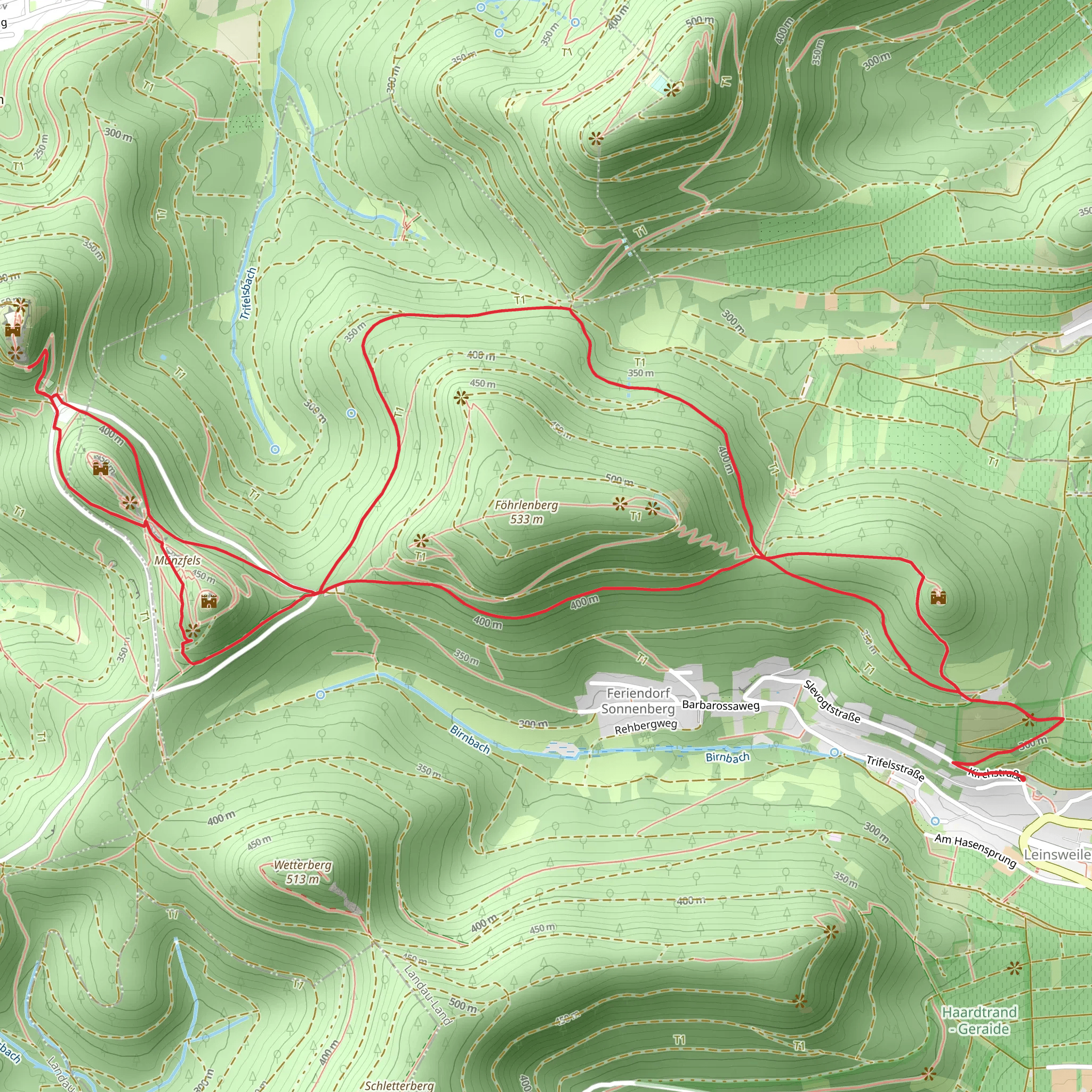 Fensterfels via Leinsweiler and Saar Pfalz Weg mobile static map