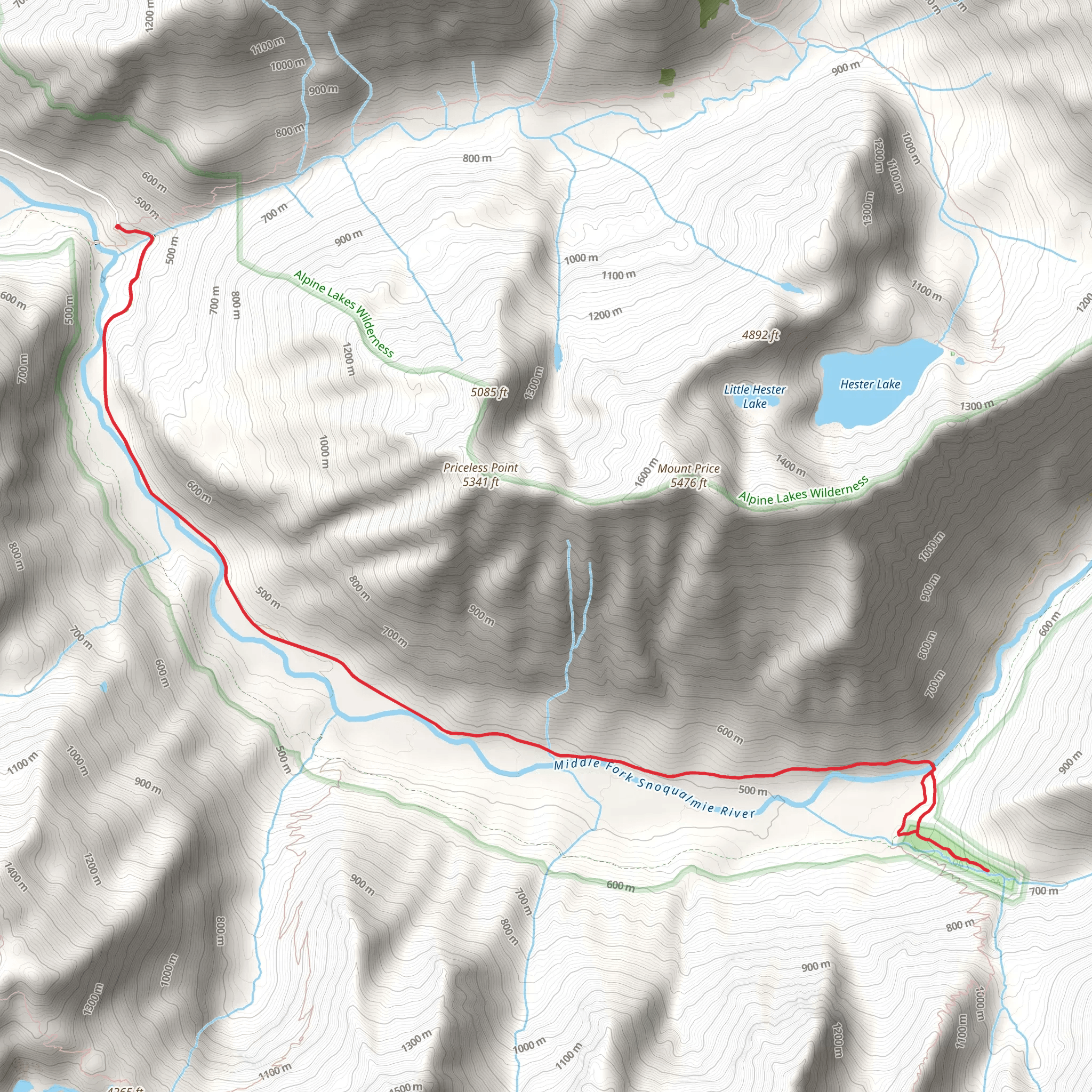 Dutch Miller Gap Trail and Goldmyer Hot Springs Trail mobile static map