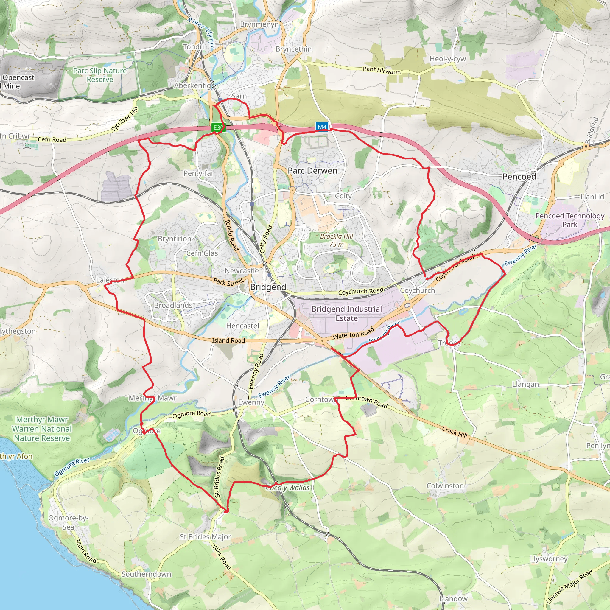 Bridgend Circular Walk mobile static map