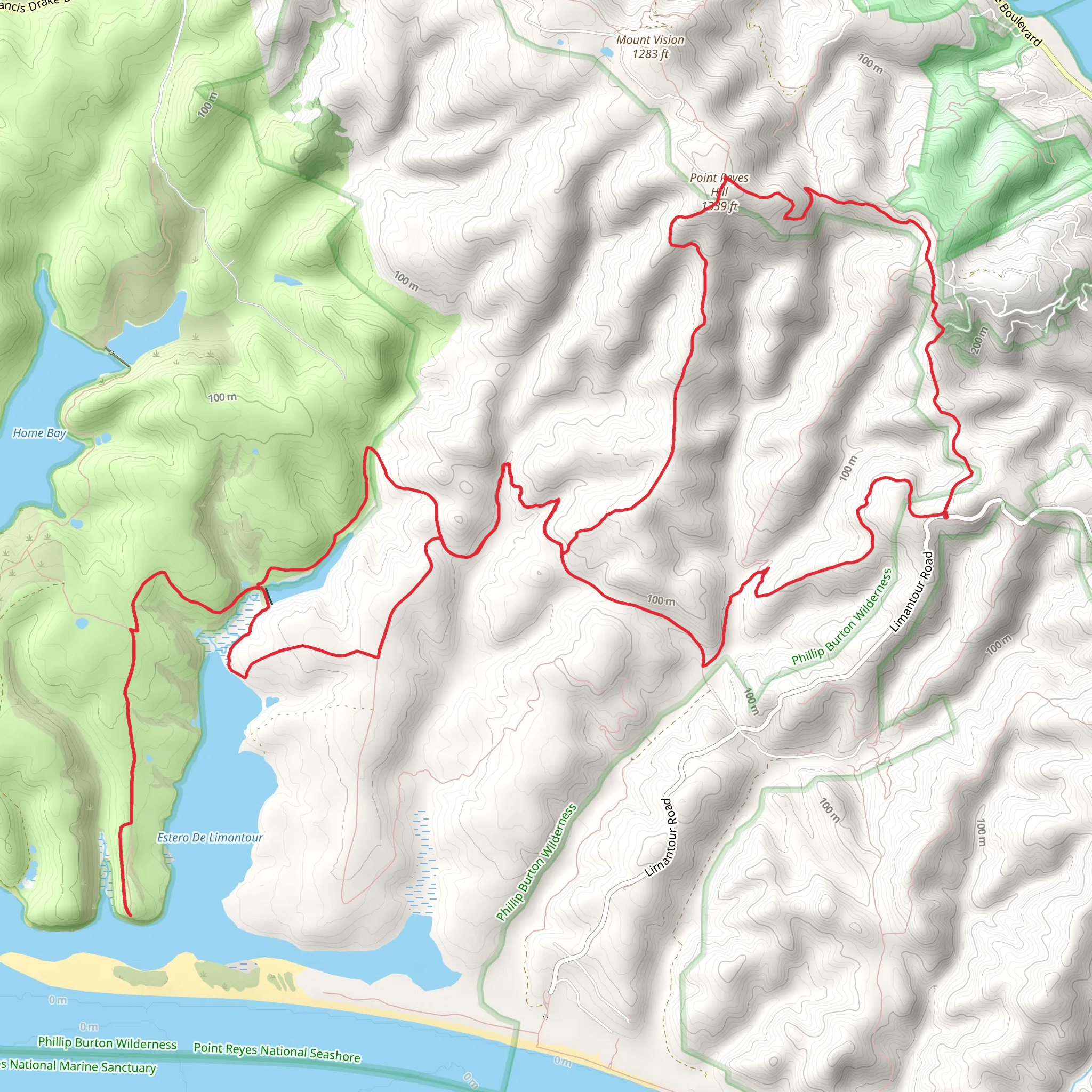 Inverness Ridge, Point Reyes Hill and Drakes Head Loop Trail mobile static map