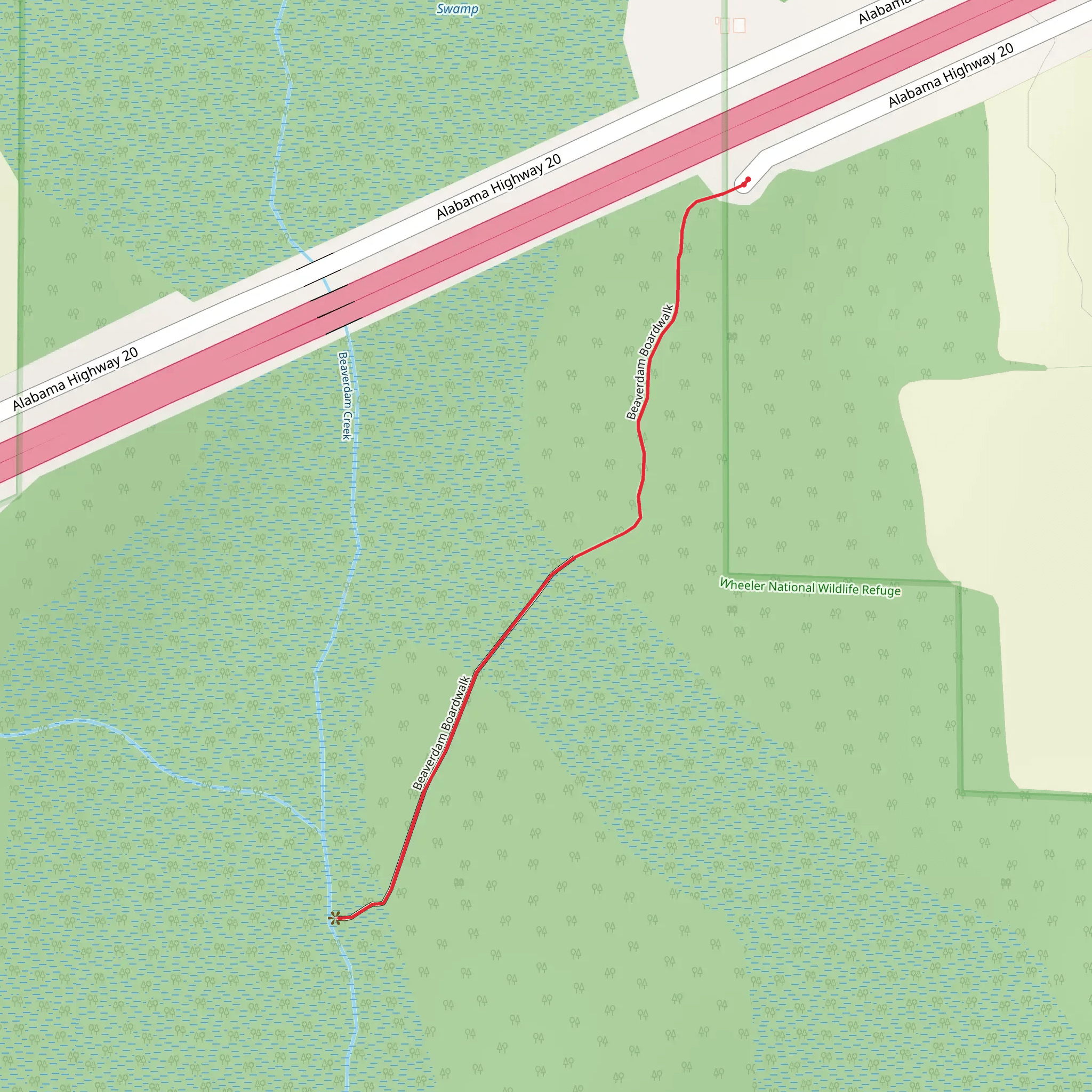 Beaverdam Creek via Beaverdam Boardwalk mobile static map