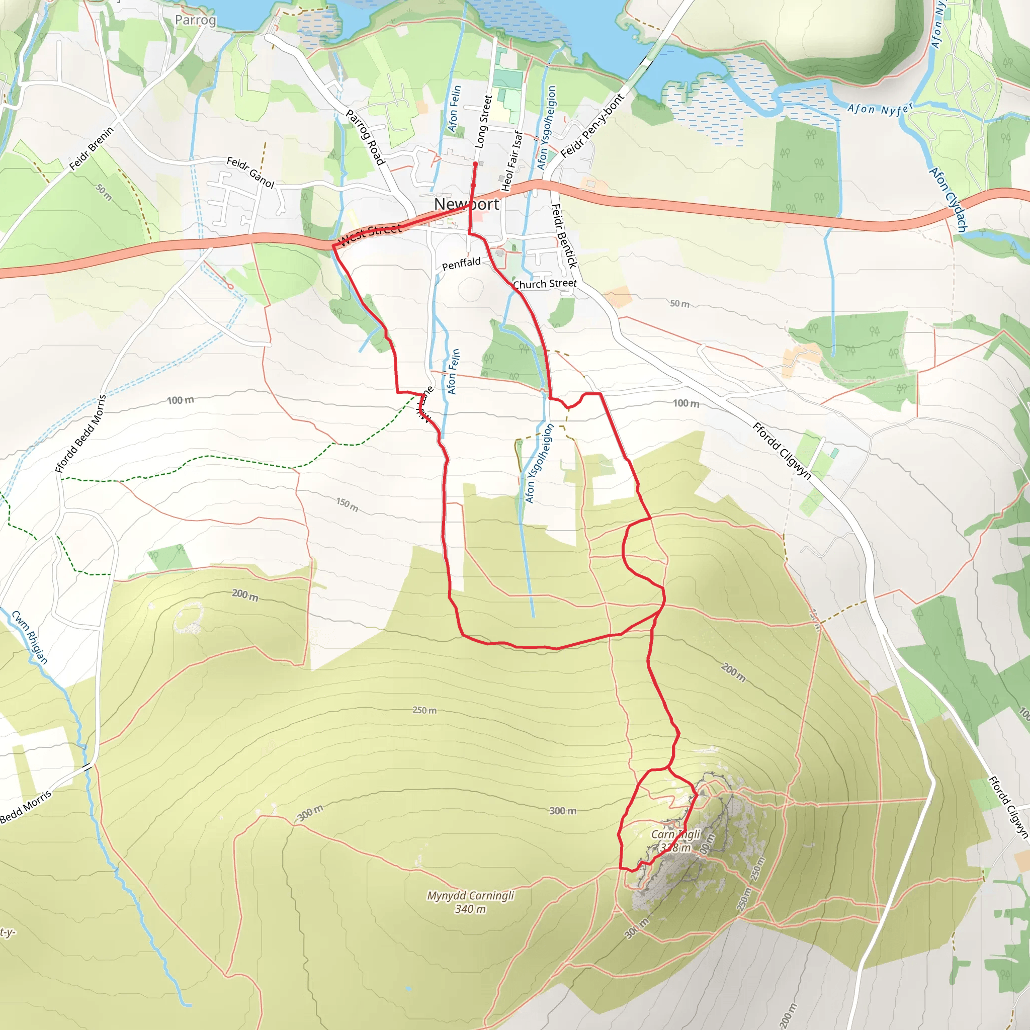 Newport - Carningli mobile static map