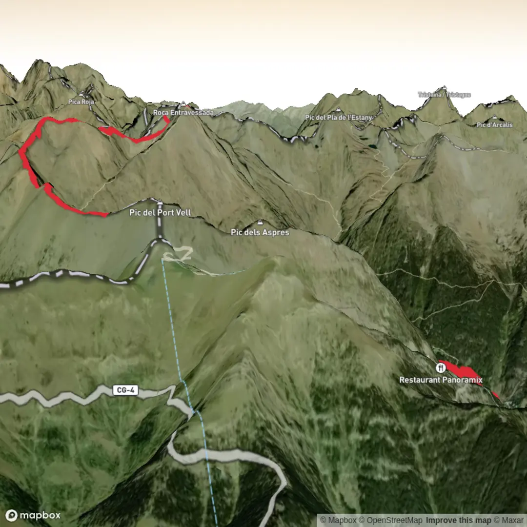 An image depicting the trail Comapedrosa from Arinsal and its surrounding area.