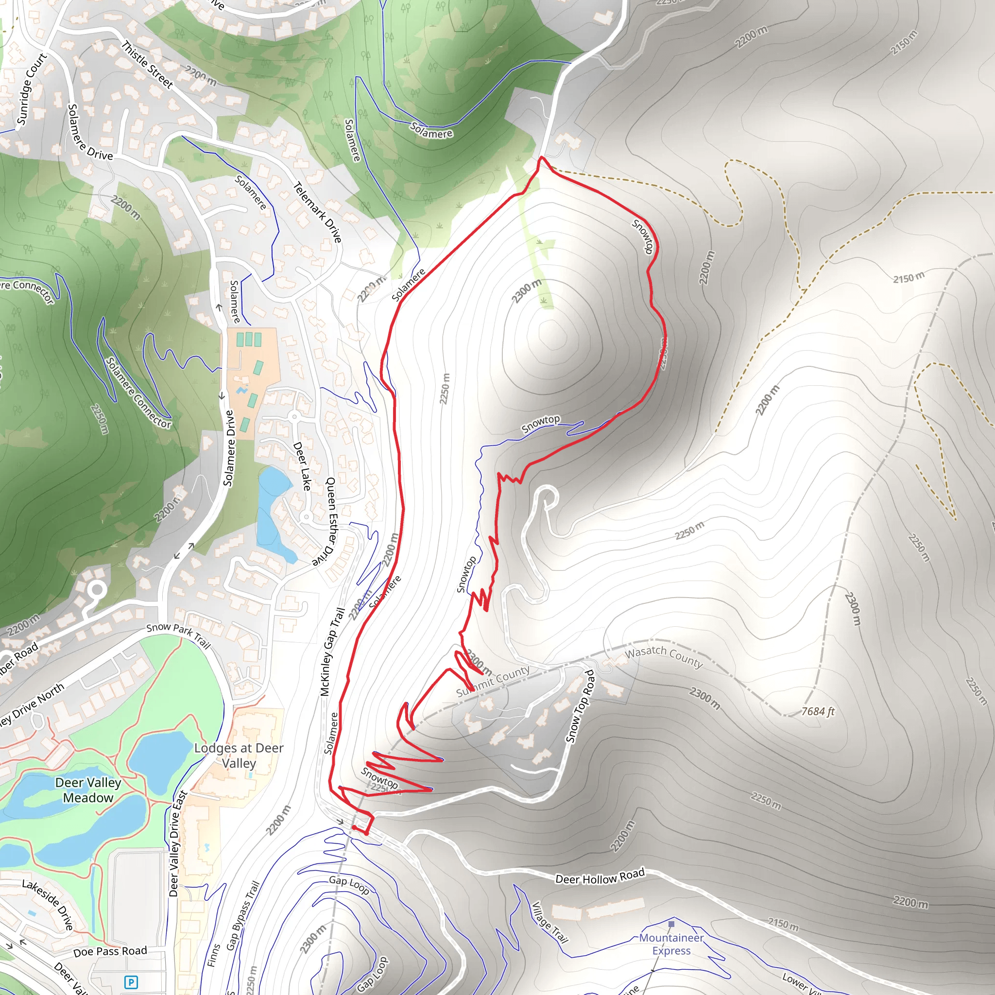 Snowtop and Solamere Loop mobile static map