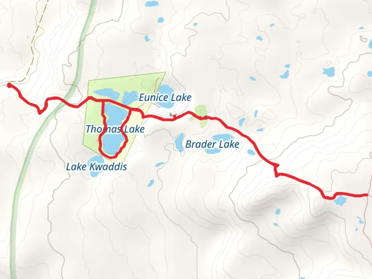 An image depicting the trail Thomas Lake Trail and its surrounding area.