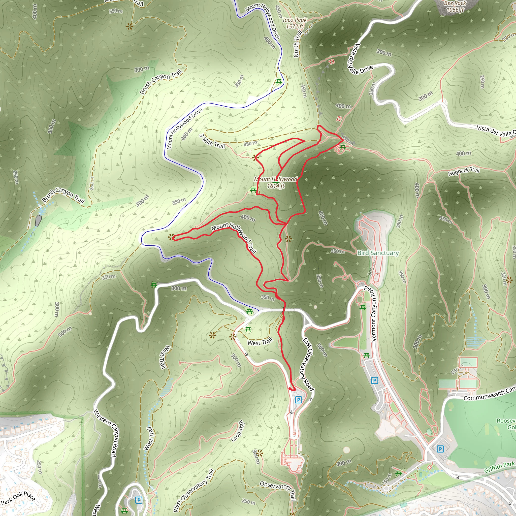 Mount Hollywood Loop Trail mobile static map