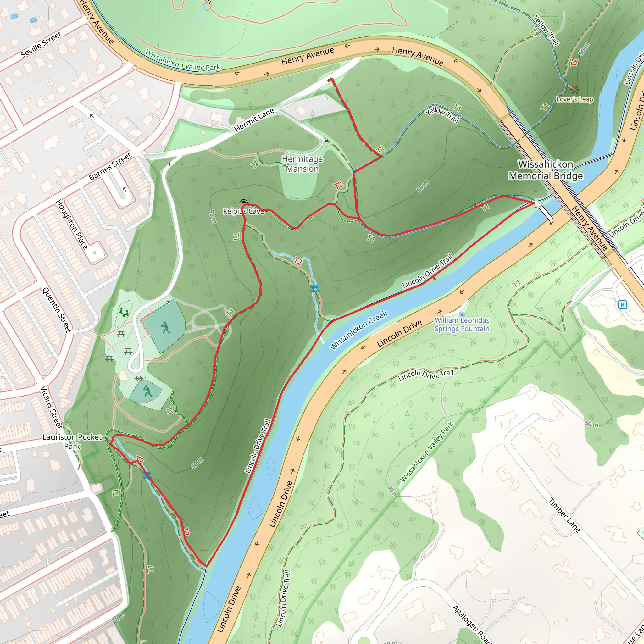 Wissahickon Creek Loop from Hermit Lane mobile static map