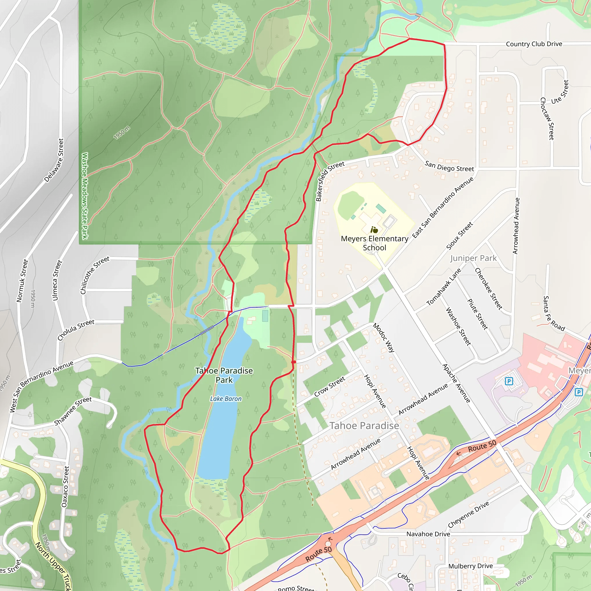 Lake Baron Long Loop mobile static map