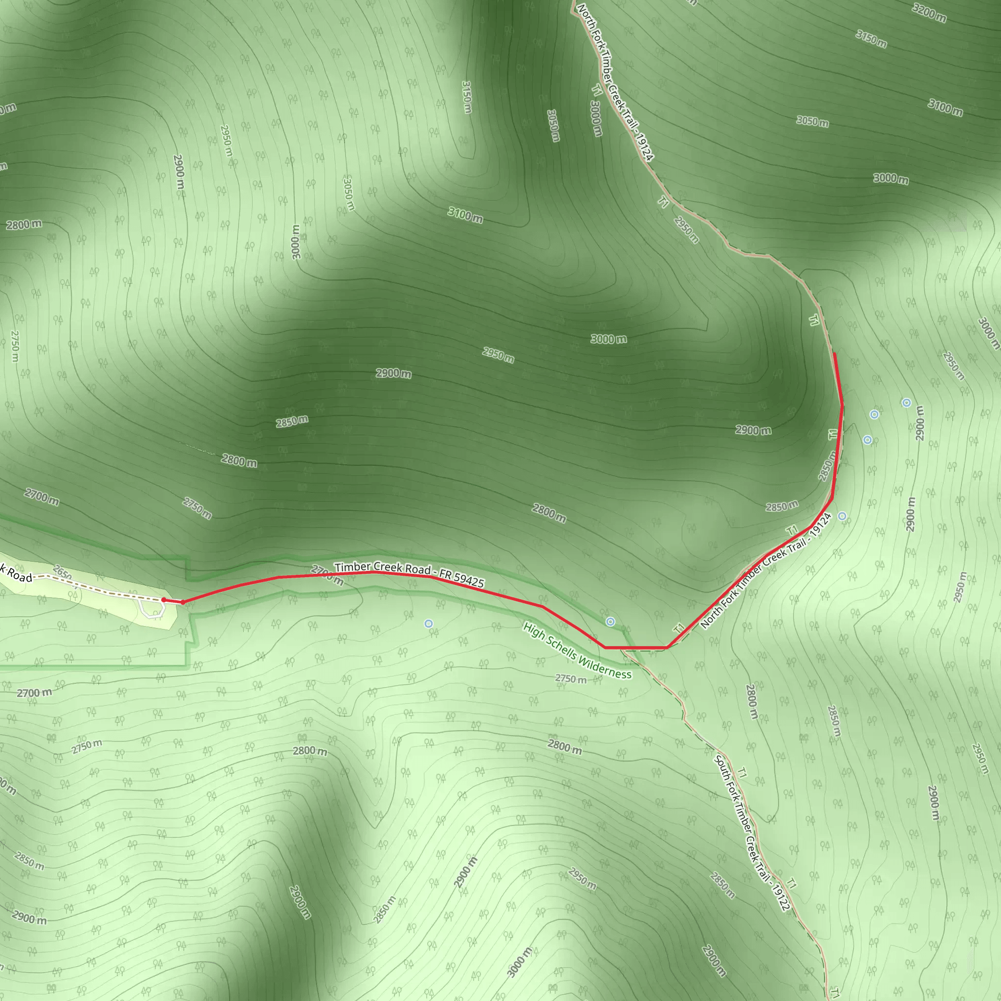 North Schell Peak Summit Route mobile static map
