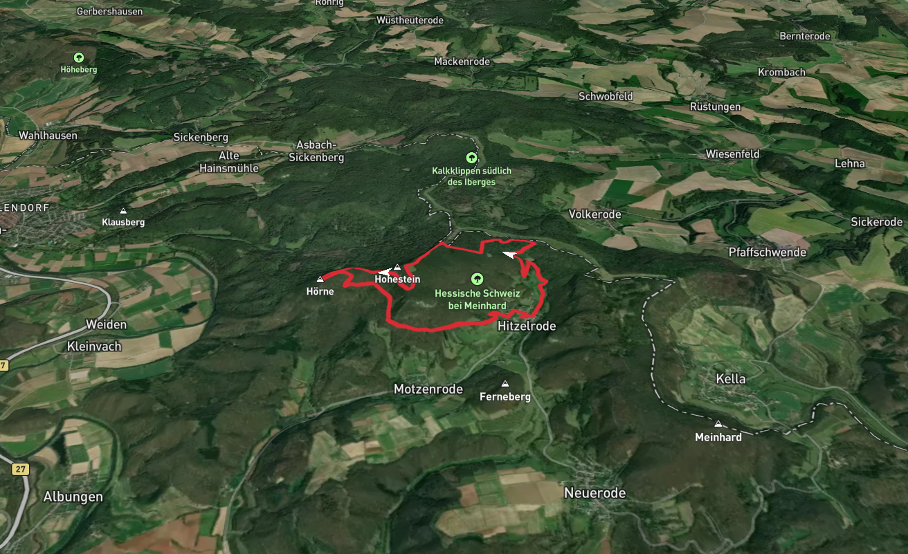 Hoerneluecke via Rundweg Motzenrode and Rhenanuspfad