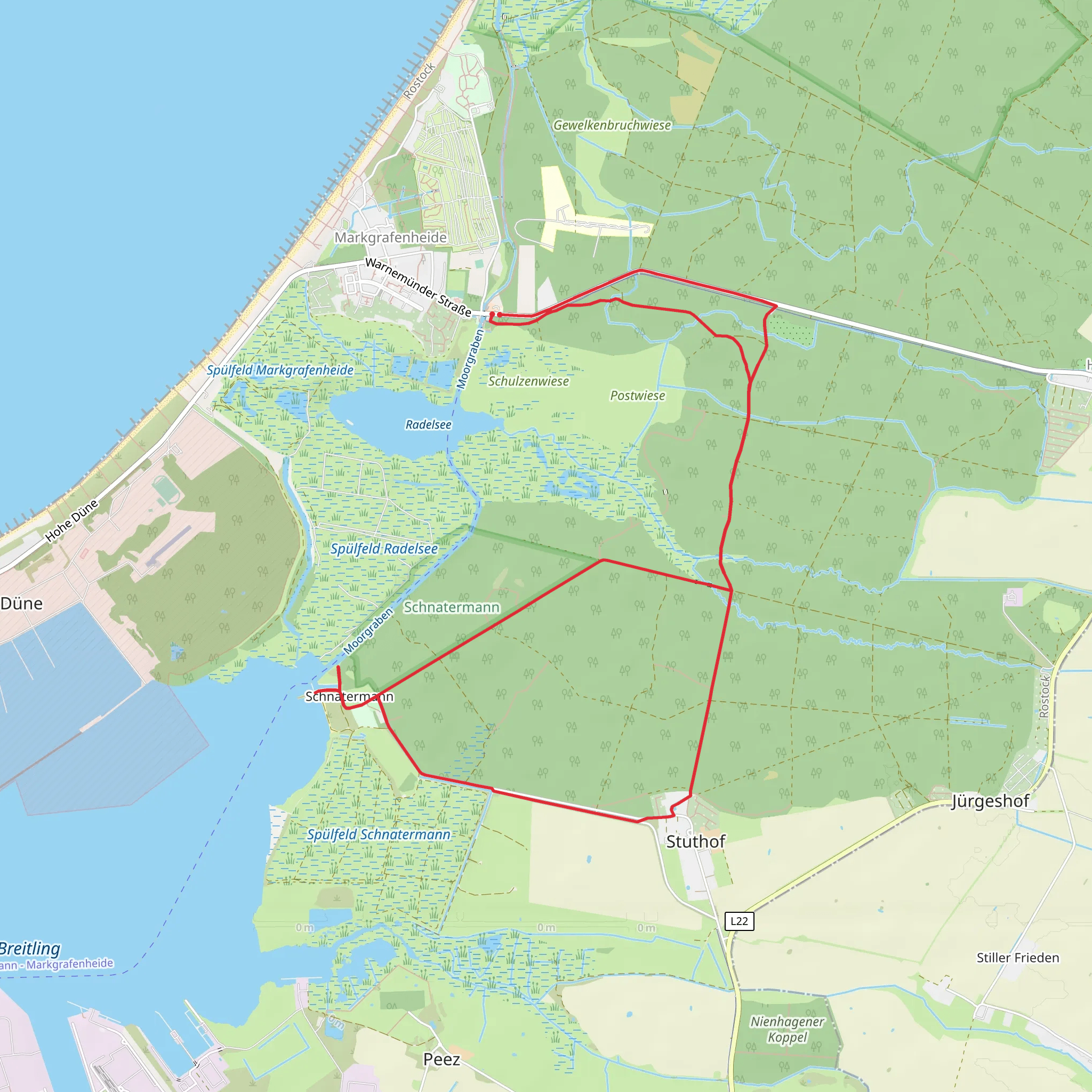 Hauptwanderwege Rostocker Heide and Thalasso Kurweg mobile static map