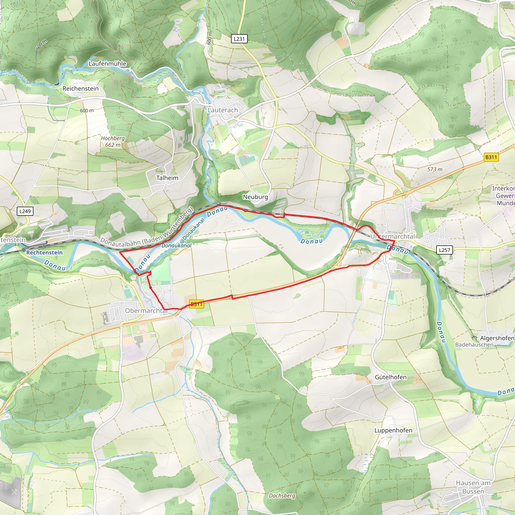 Obermarchtal to Untermarchtal Loop via River Donau mobile static map