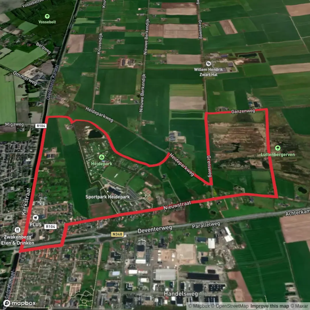 An image depicting the trail Luttenbergerven in Lemelerveld and its surrounding area.
