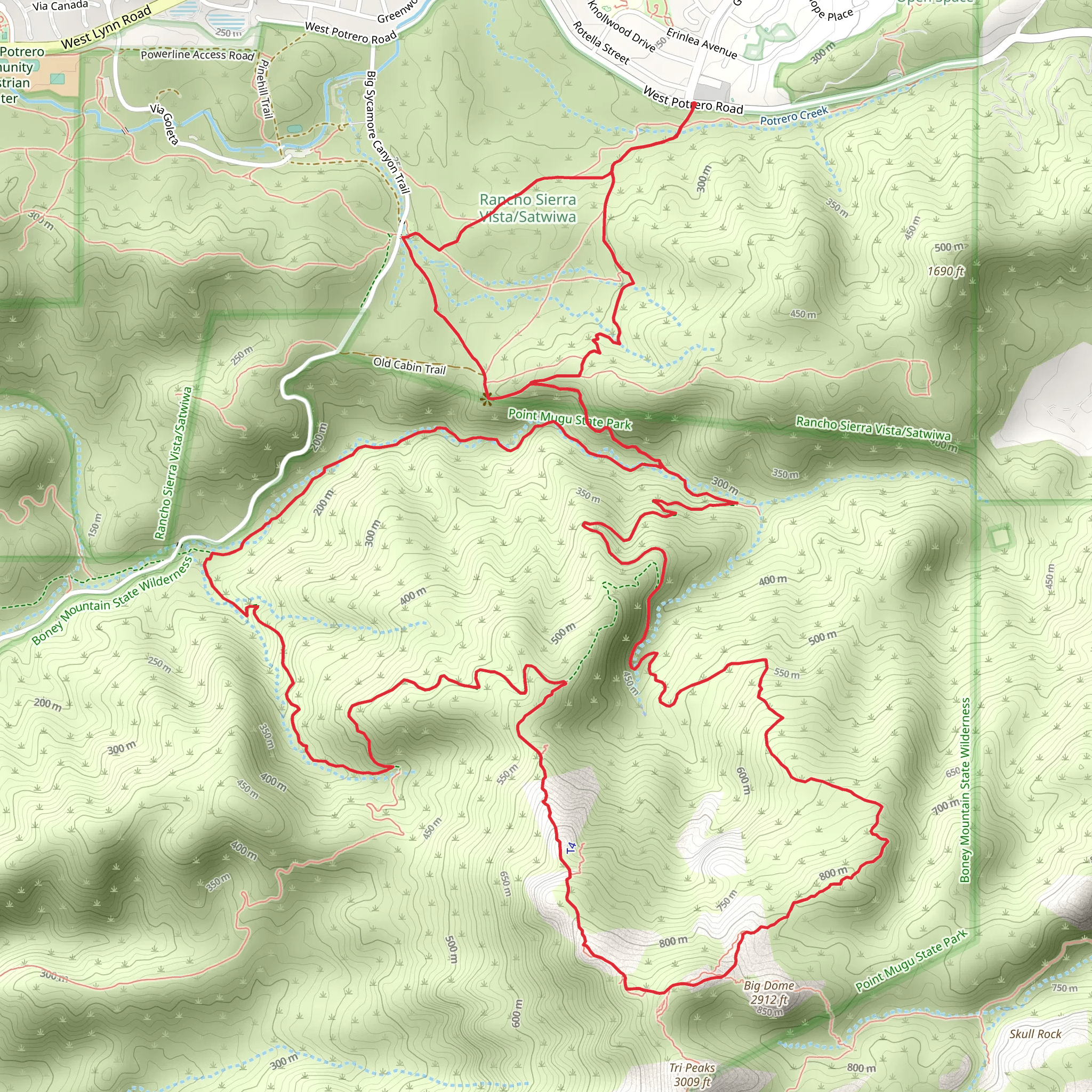Old Cabin - Old Boney - Fossil - Upper Sycamore - Satwiwa - Wendy Loop Trail mobile static map