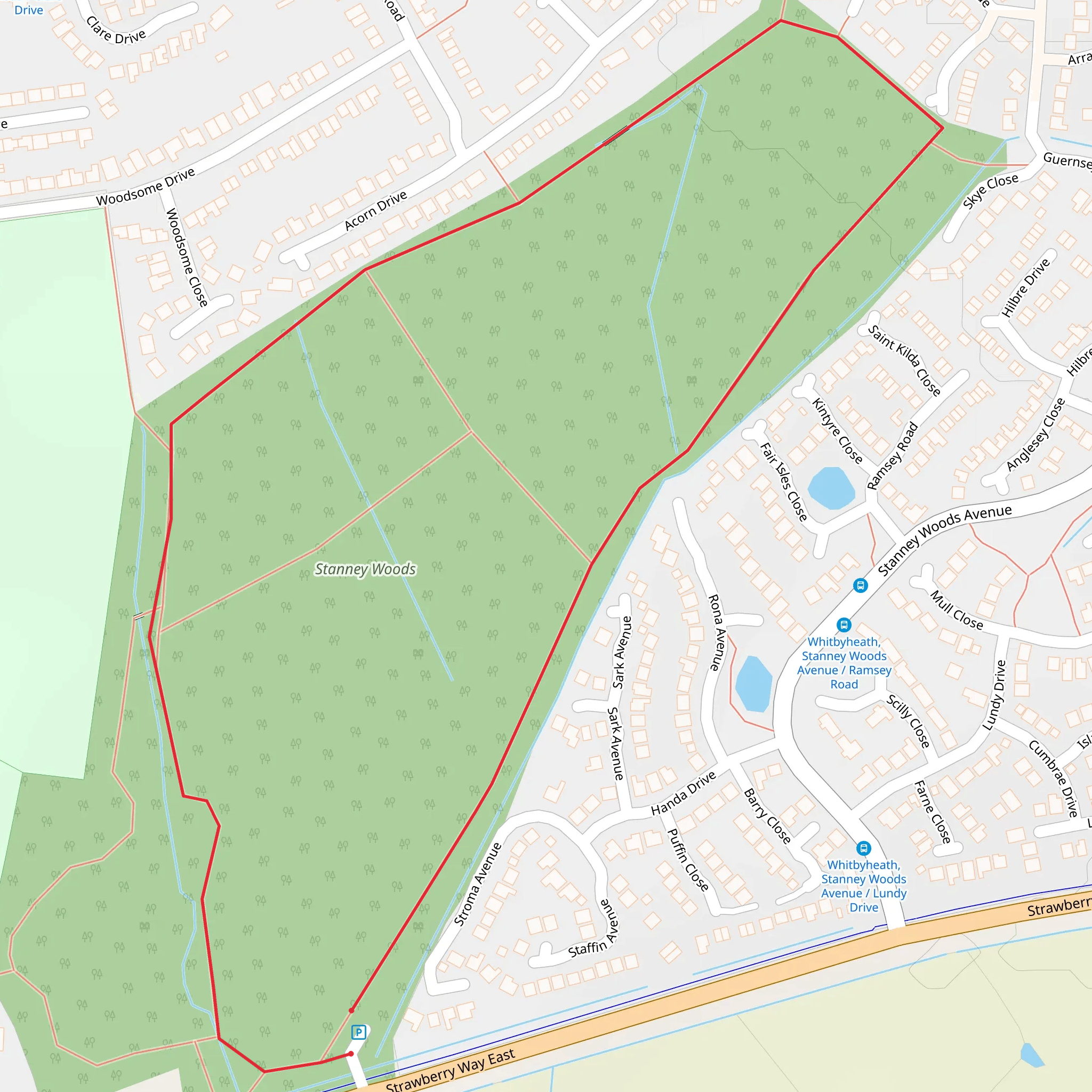 Stanney Woods Loop mobile static map