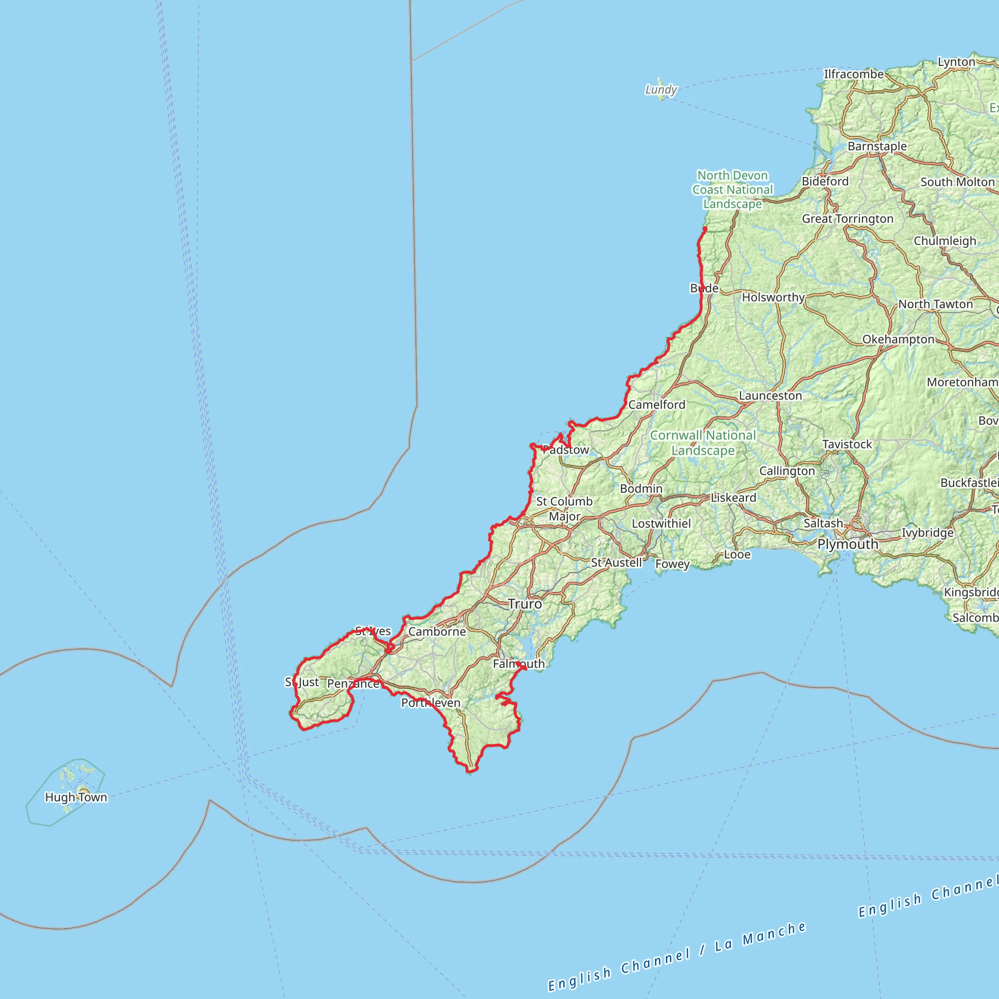 Cornwall Coast Path mobile static map