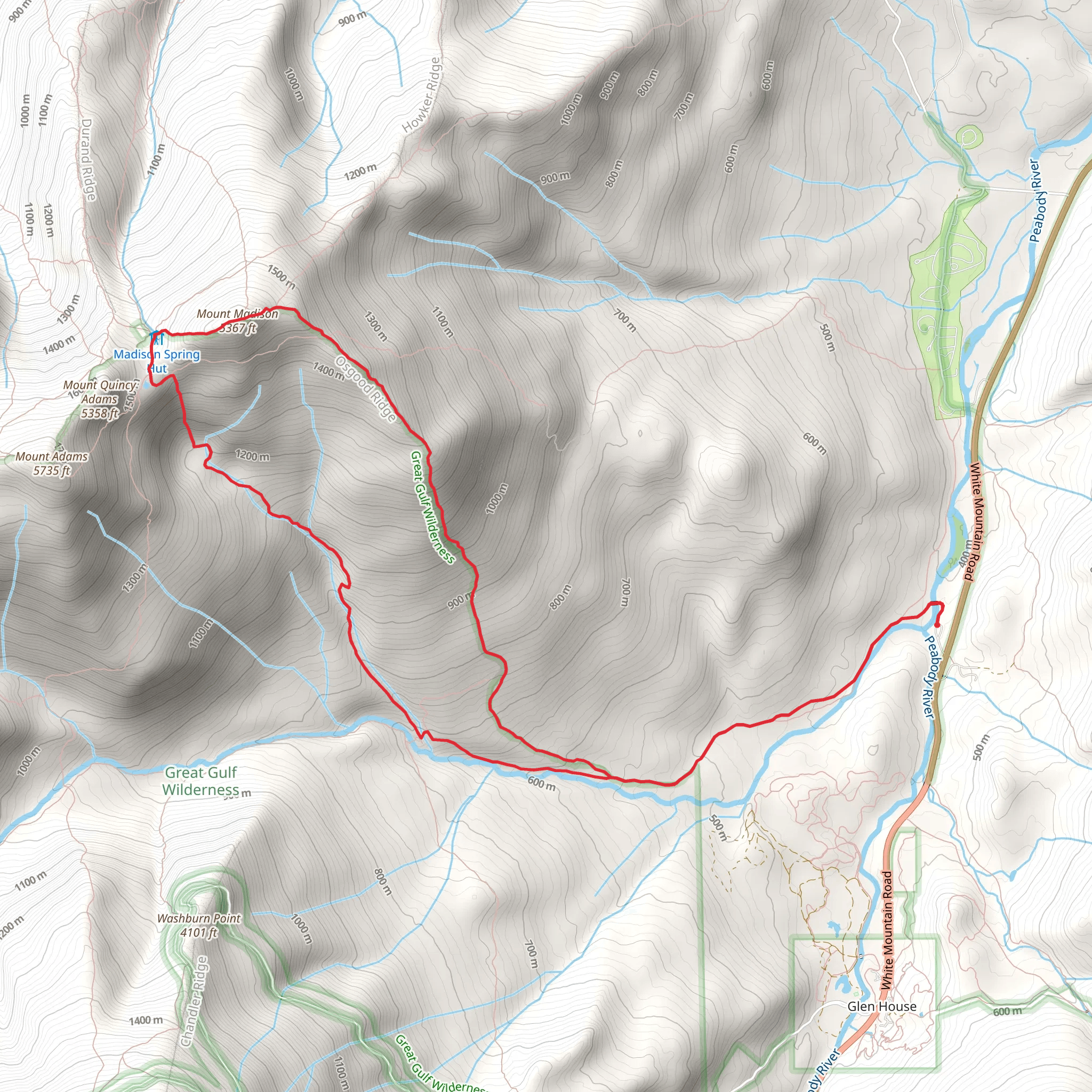 Mount Madison Loop via Great Gulf Trail mobile static map
