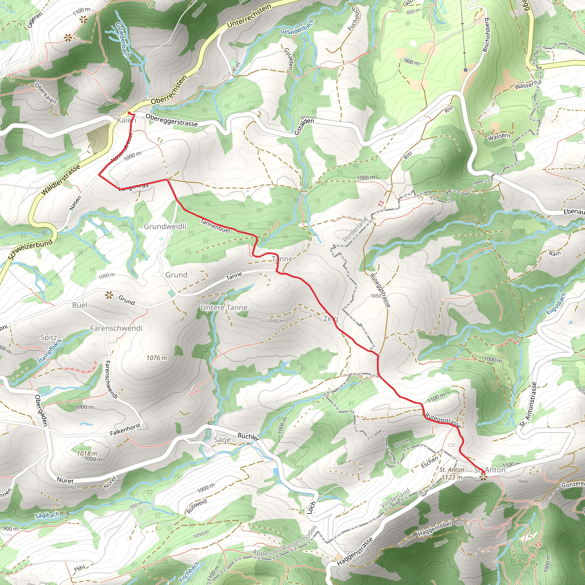 Kaien to St Anton Trail mobile static map