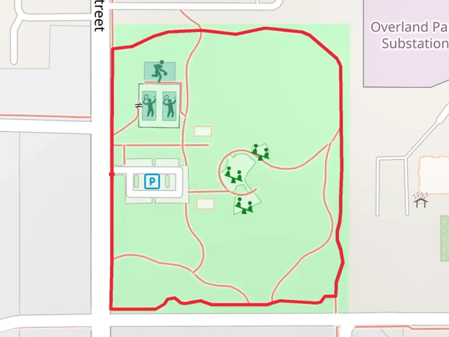 An image depicting the trail Strang Park Loop and its surrounding area.