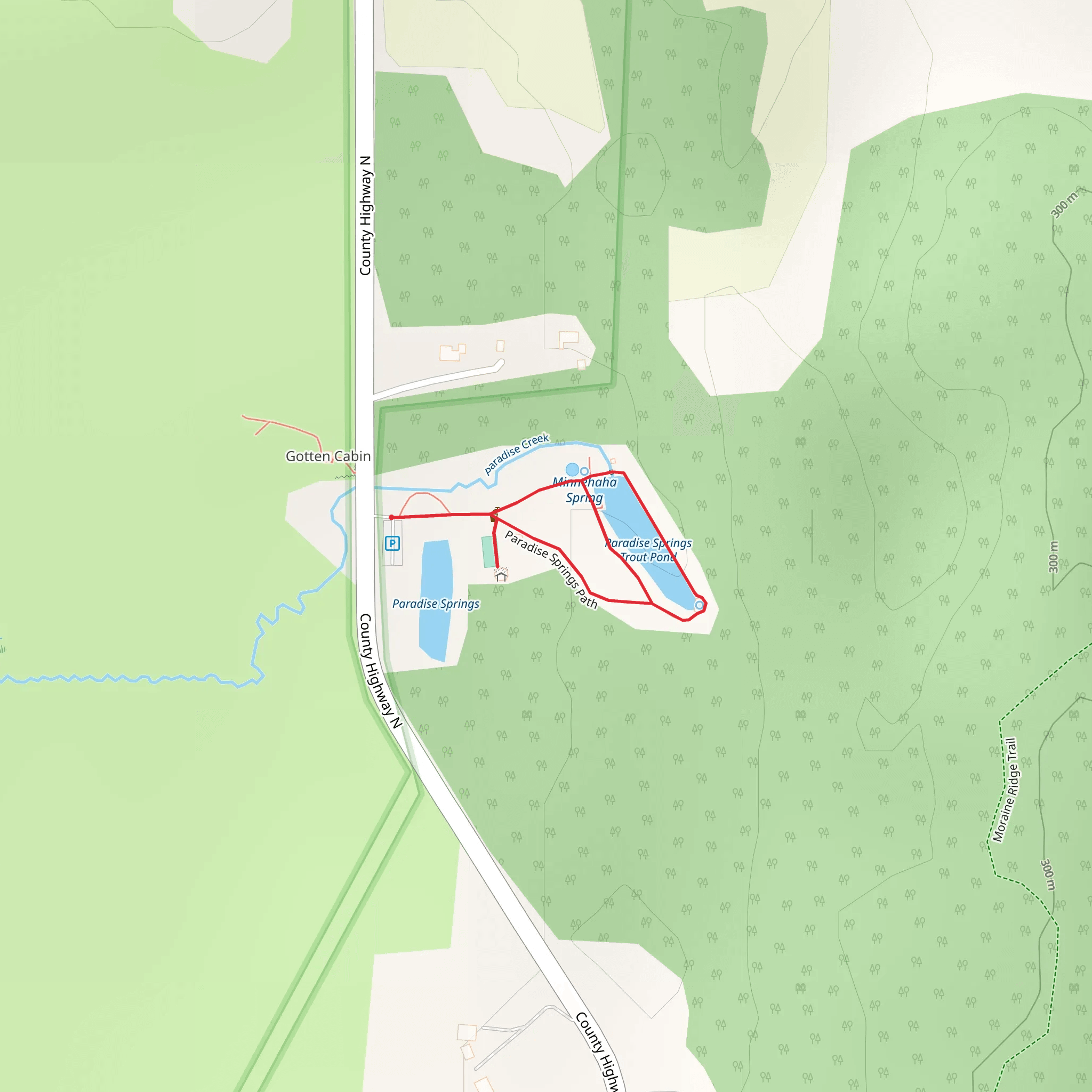 Paradise Springs Trout Pond Loop mobile static map
