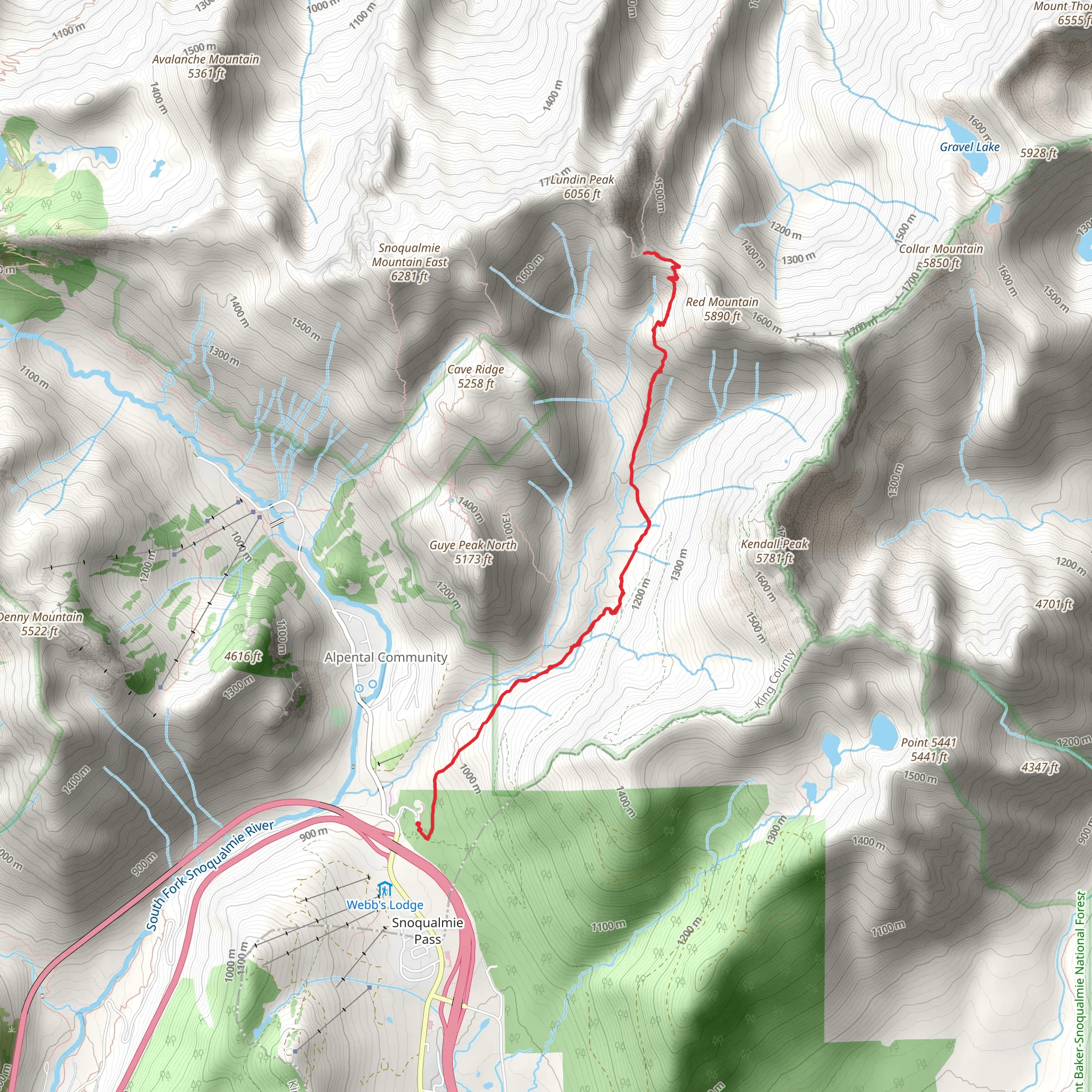 Red Pass via Old Commonwealth Trail mobile static map