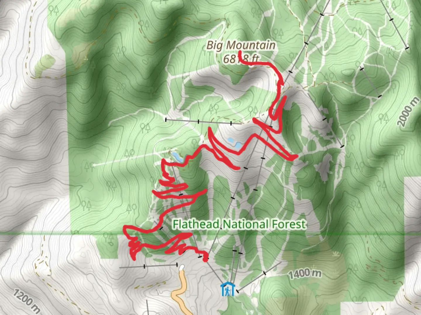 An image depicting the trail Big Mountain via Summit Trail and its surrounding area.