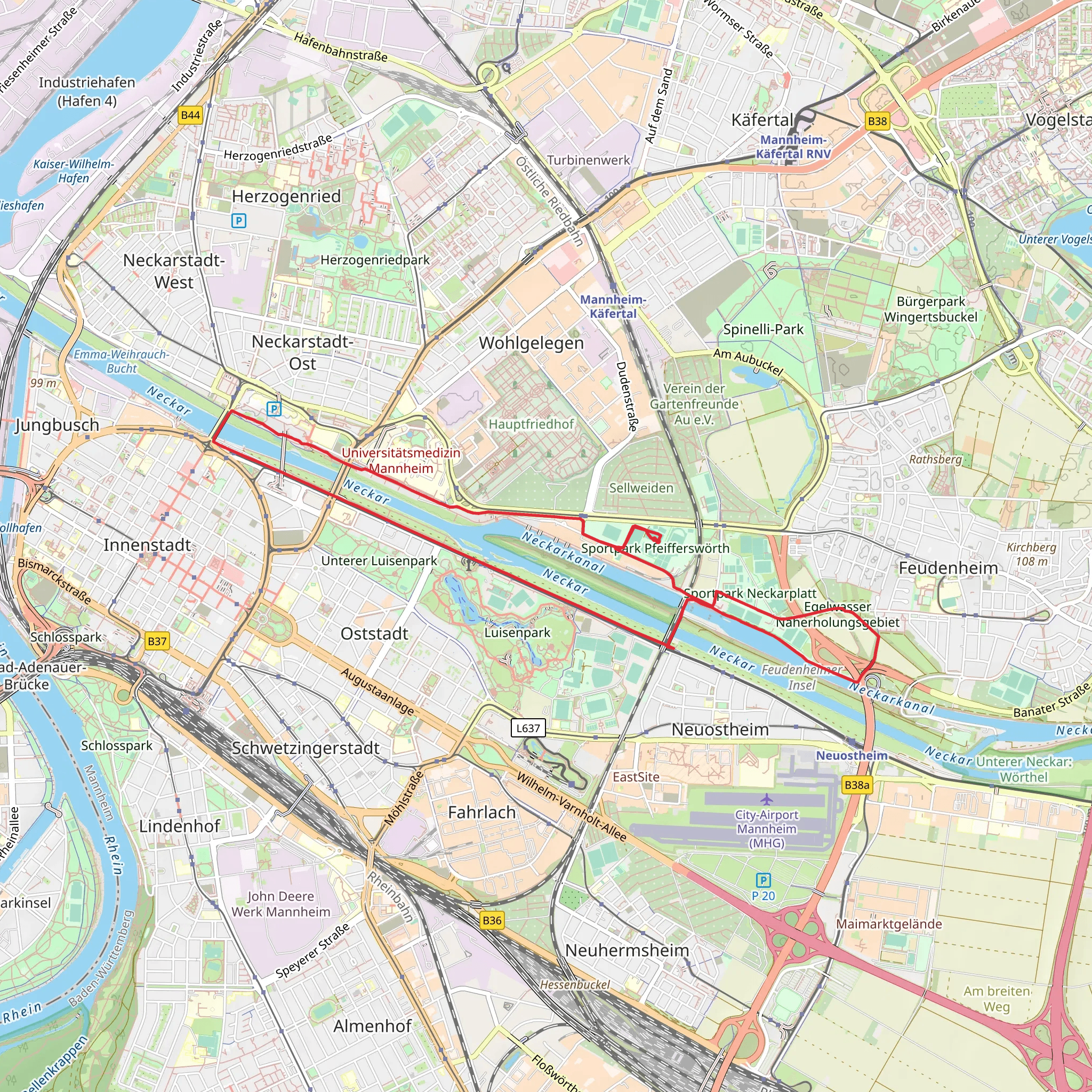 Neckar and Neckarkanal Loop mobile static map
