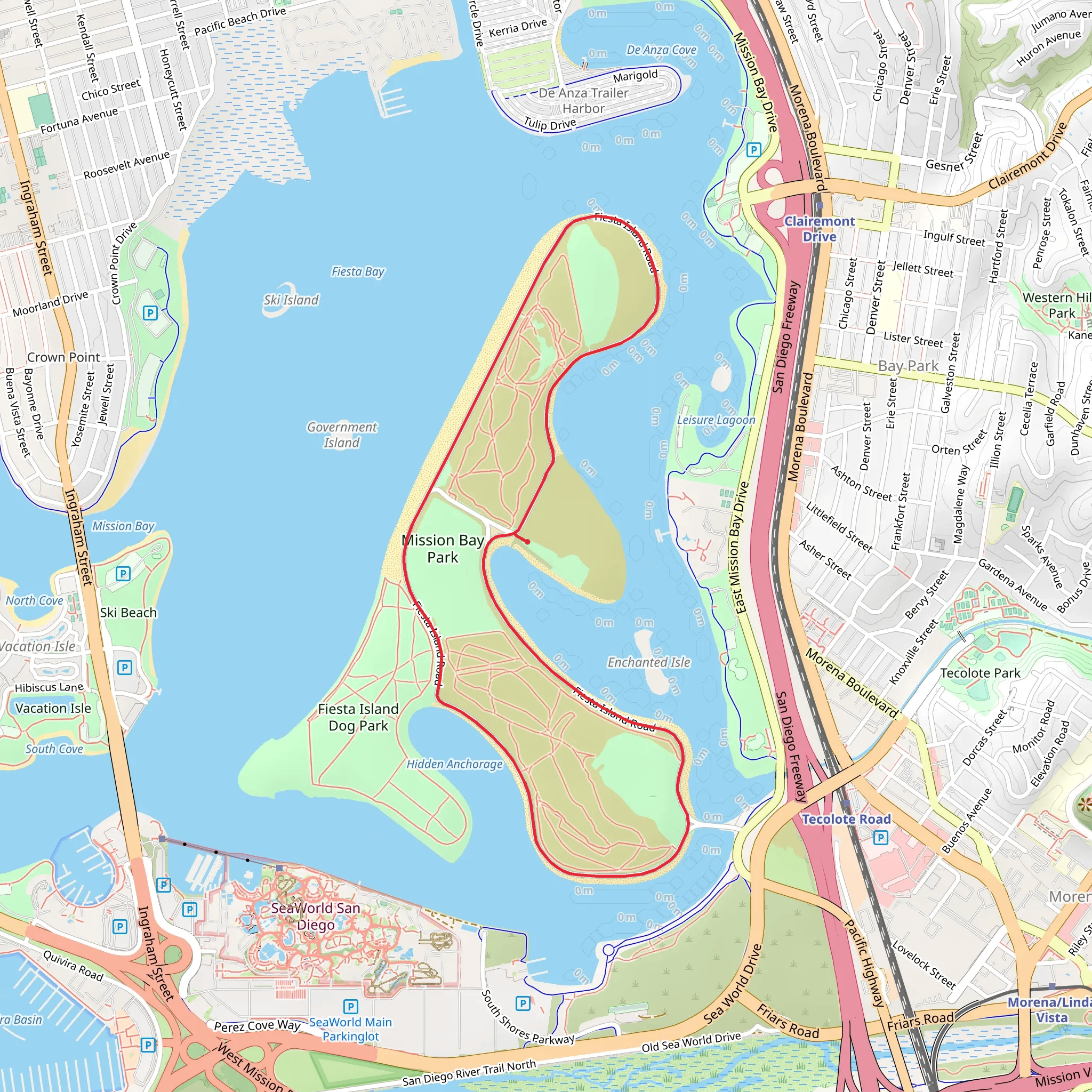 Fiesta Shores and Mission Bay Park Loop mobile static map