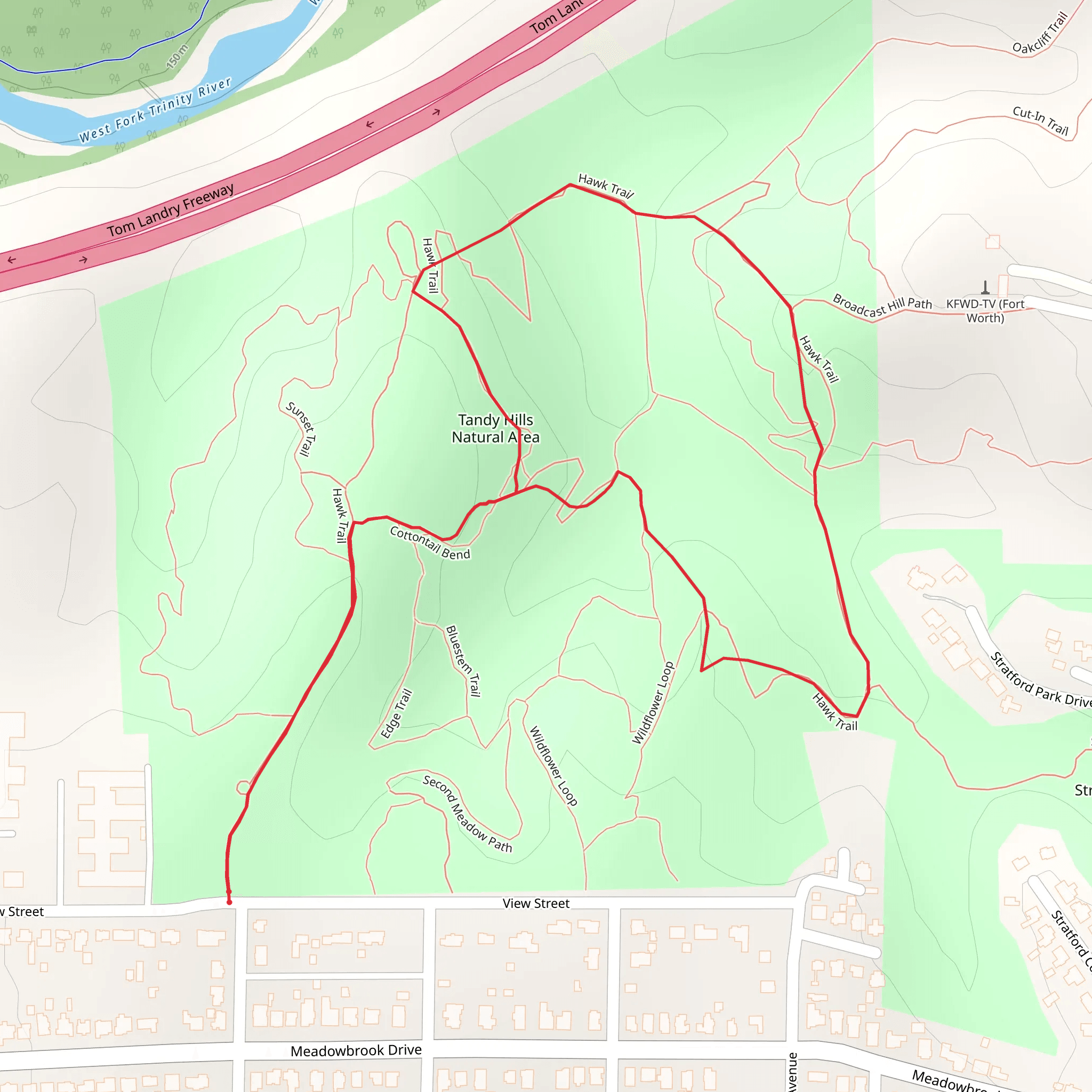 Tandy Hills Natural Area Loop mobile static map