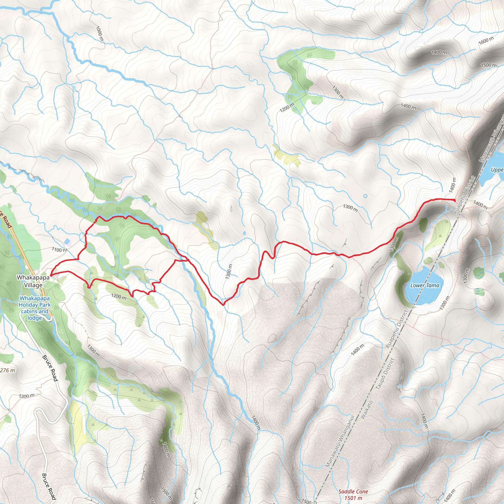 Tama Lakes Track via Taranaki Falls Loop mobile static map