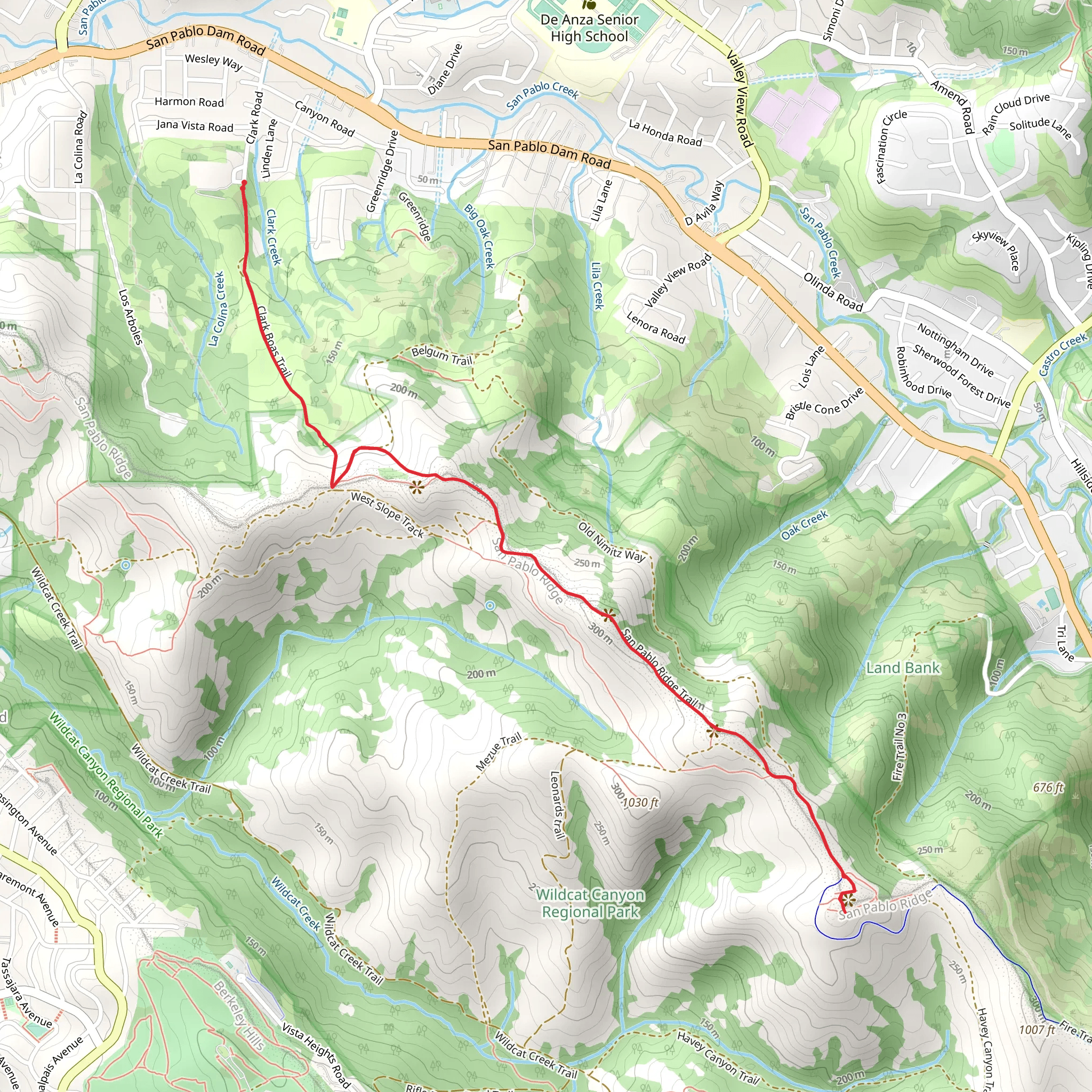 San Pablo Ridge Trail mobile static map