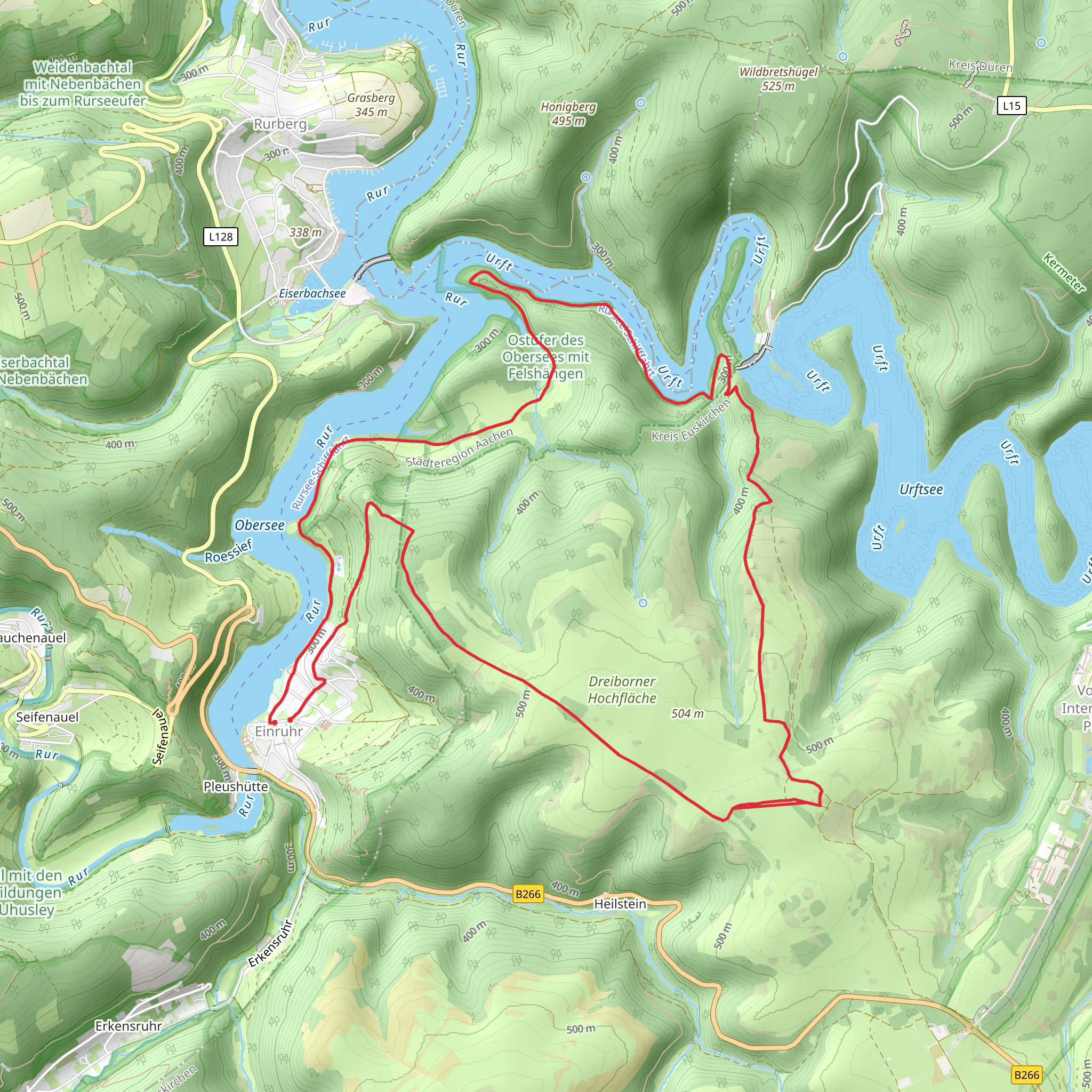 Urft via Eifelsteig and Einruhr - Sauermuehle mobile static map