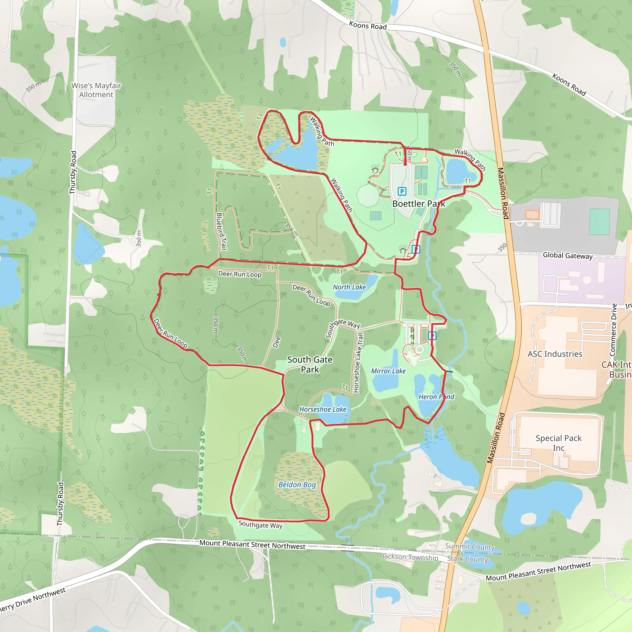 Boettler Park and South Gate Park Loop mobile static map