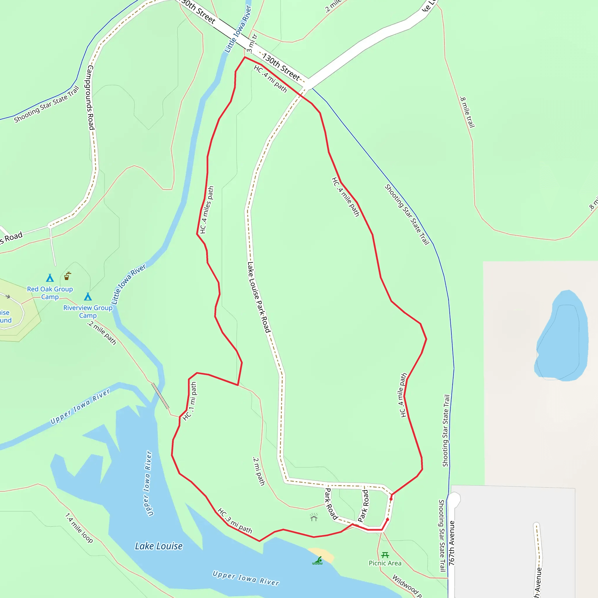 Upper Iowa River Loop mobile static map