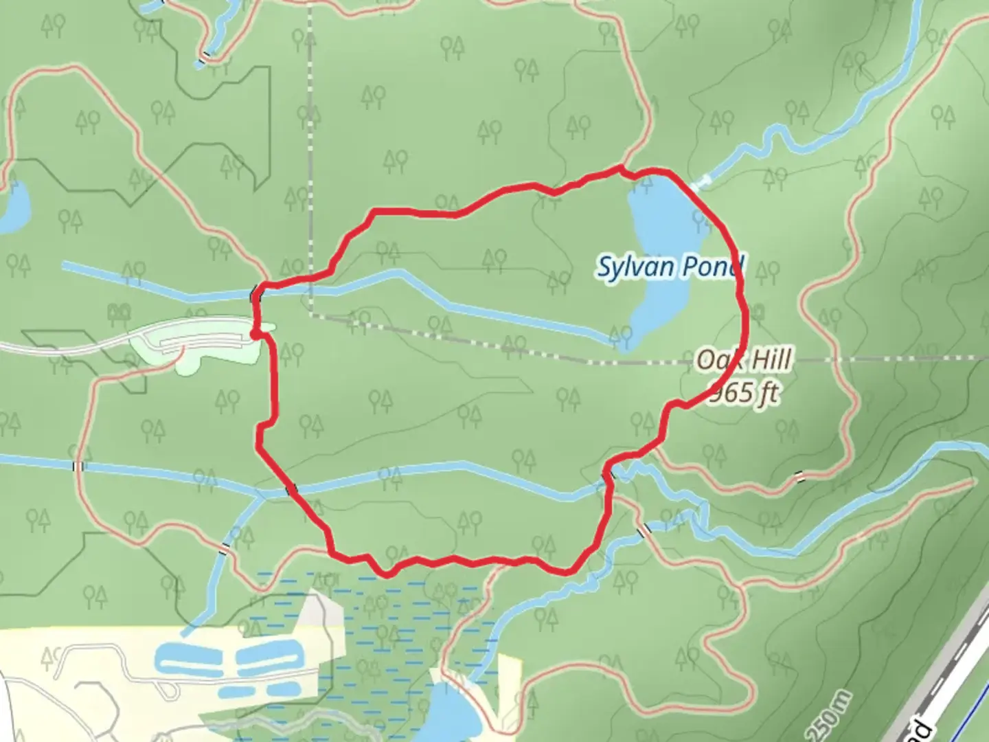 An image depicting the trail Sylvan Pond - Oak Hill Loop Trail and its surrounding area.