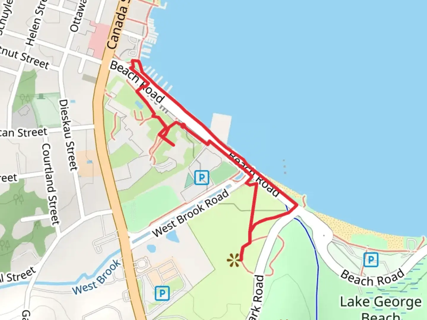 An image depicting the trail Lake George State Park Loop and its surrounding area.