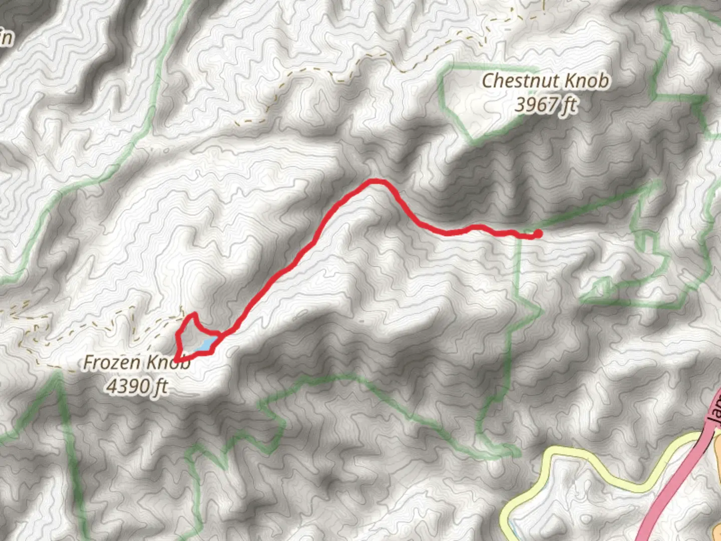 An image depicting the trail Birchfield Camp and Higgins Creek Trail and its surrounding area.