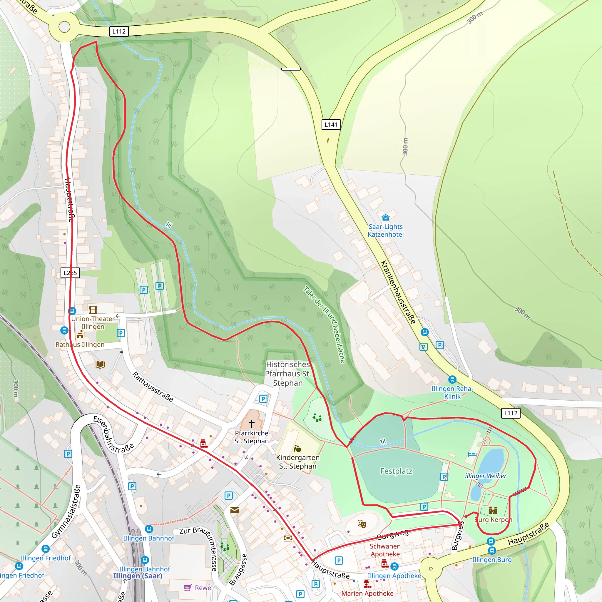 Illinger Weiher and Festplatz Loop mobile static map