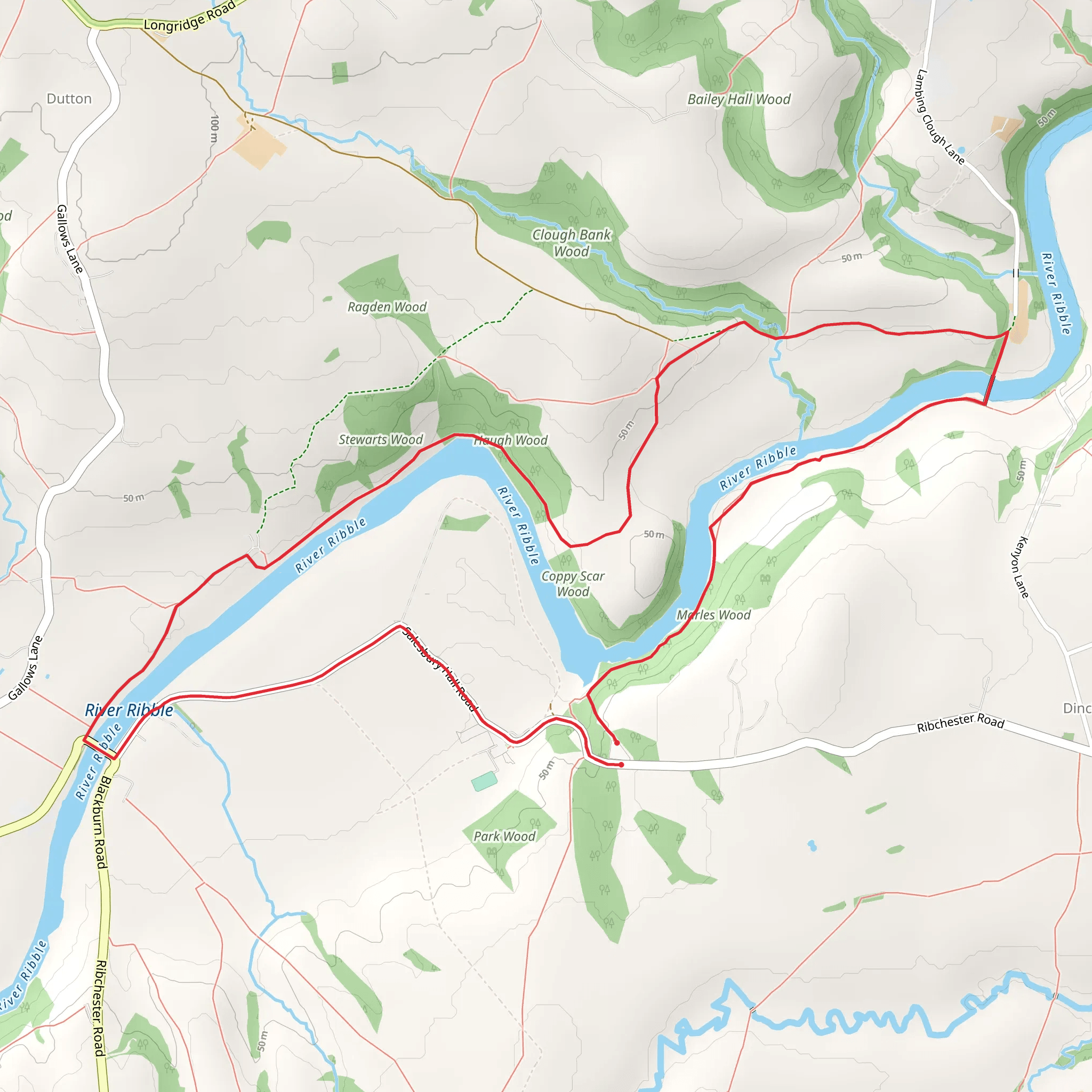 River Ribble Loop - Dinckley mobile static map