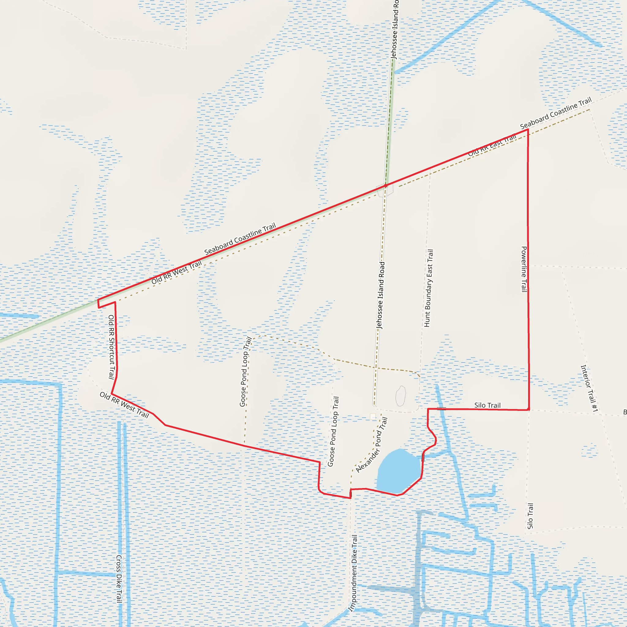 Alexander Pond and Seaboard Coastline Trail mobile static map