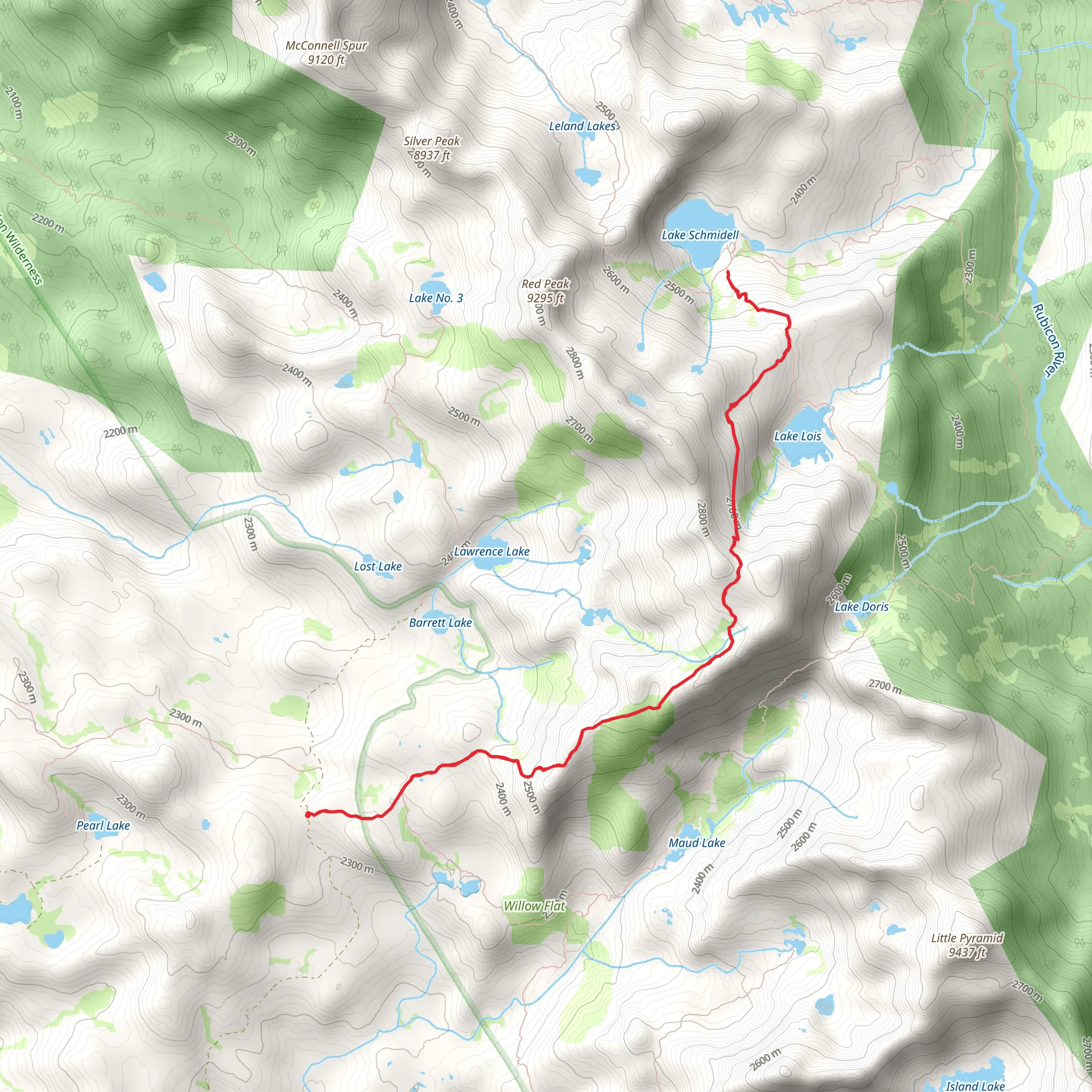 Lake Schmidell via Red Peak Stock Trail mobile static map